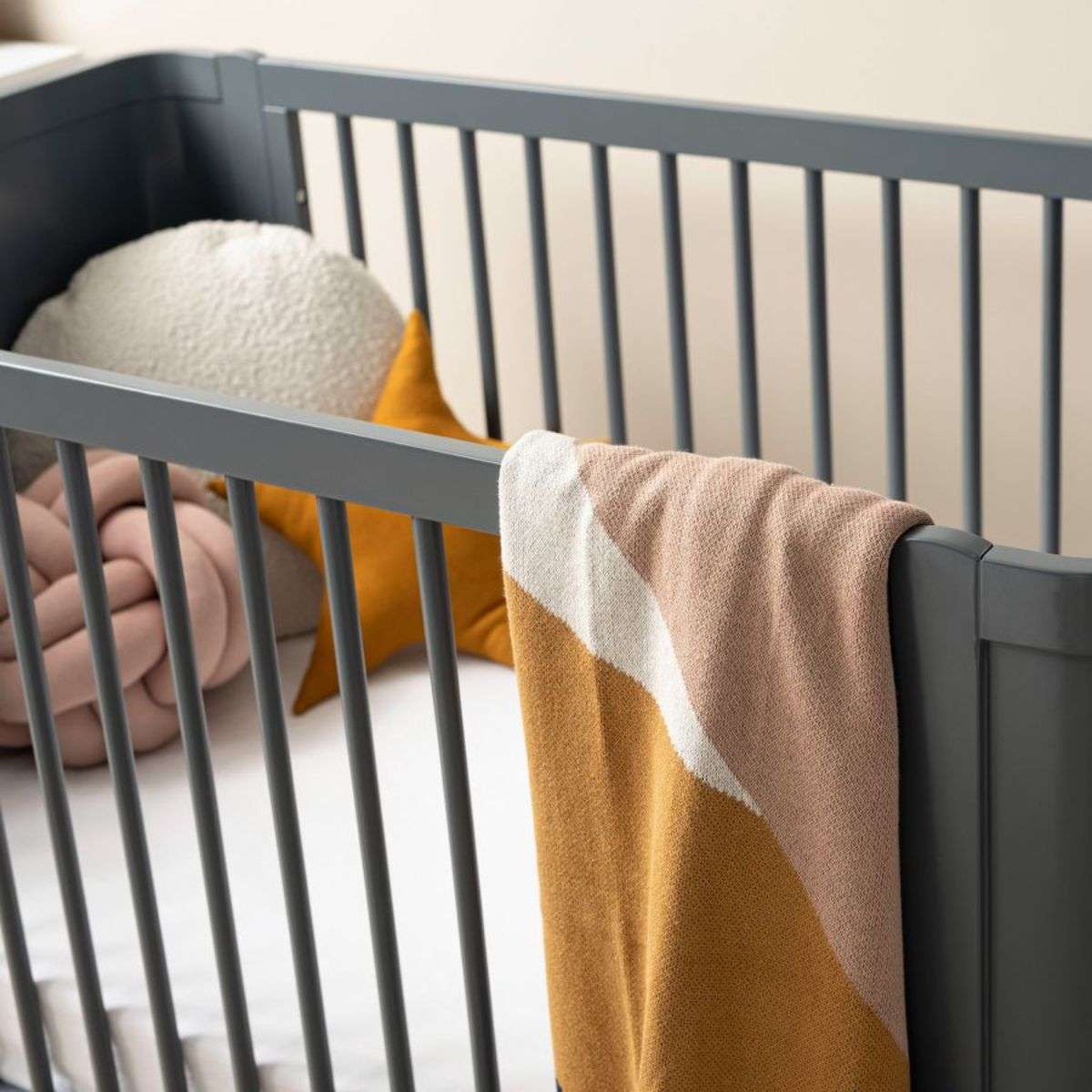 Orlando Contemporary Cot - Charcoal | Nursery Furniture