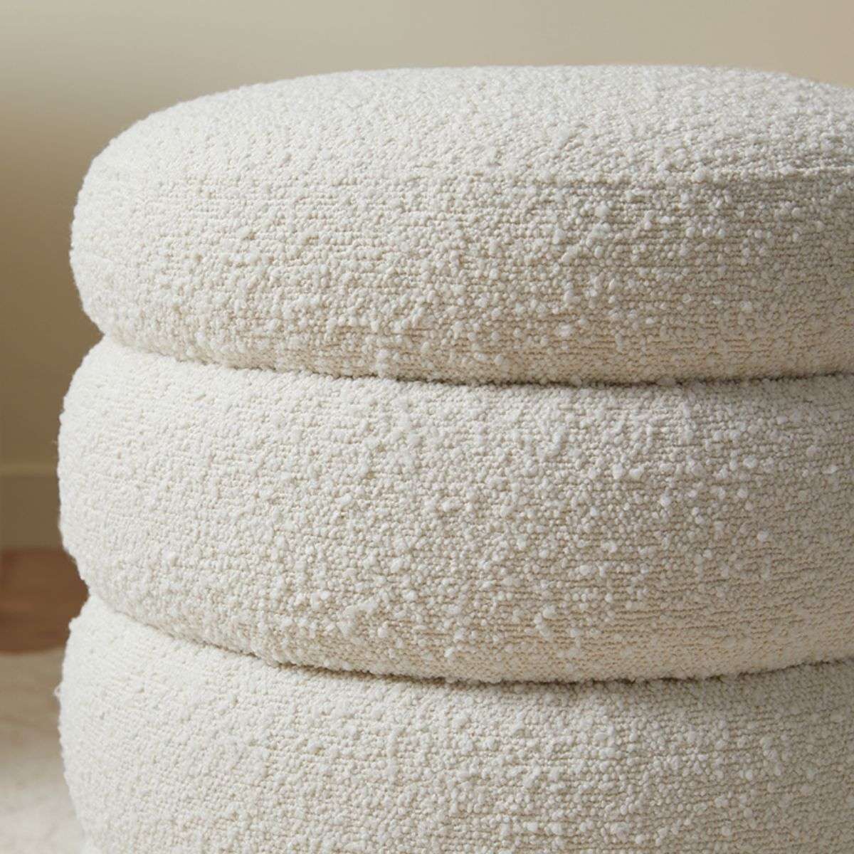Boucle Sculptural Ottoman - Small - Cream