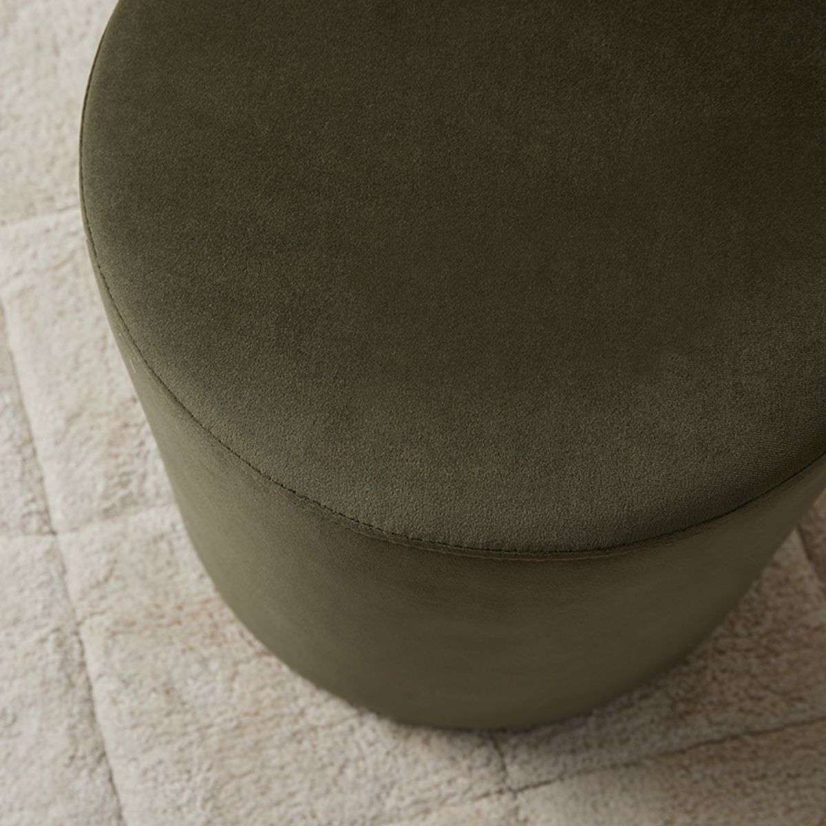 Velvet Ottoman - Small - Olive Green