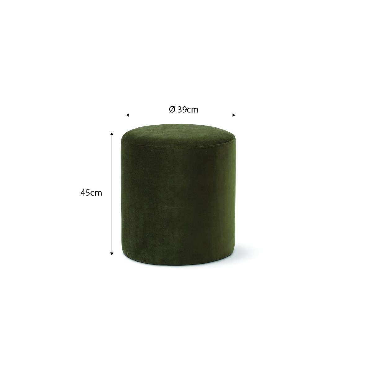 Velvet Ottoman - Small - Olive Green