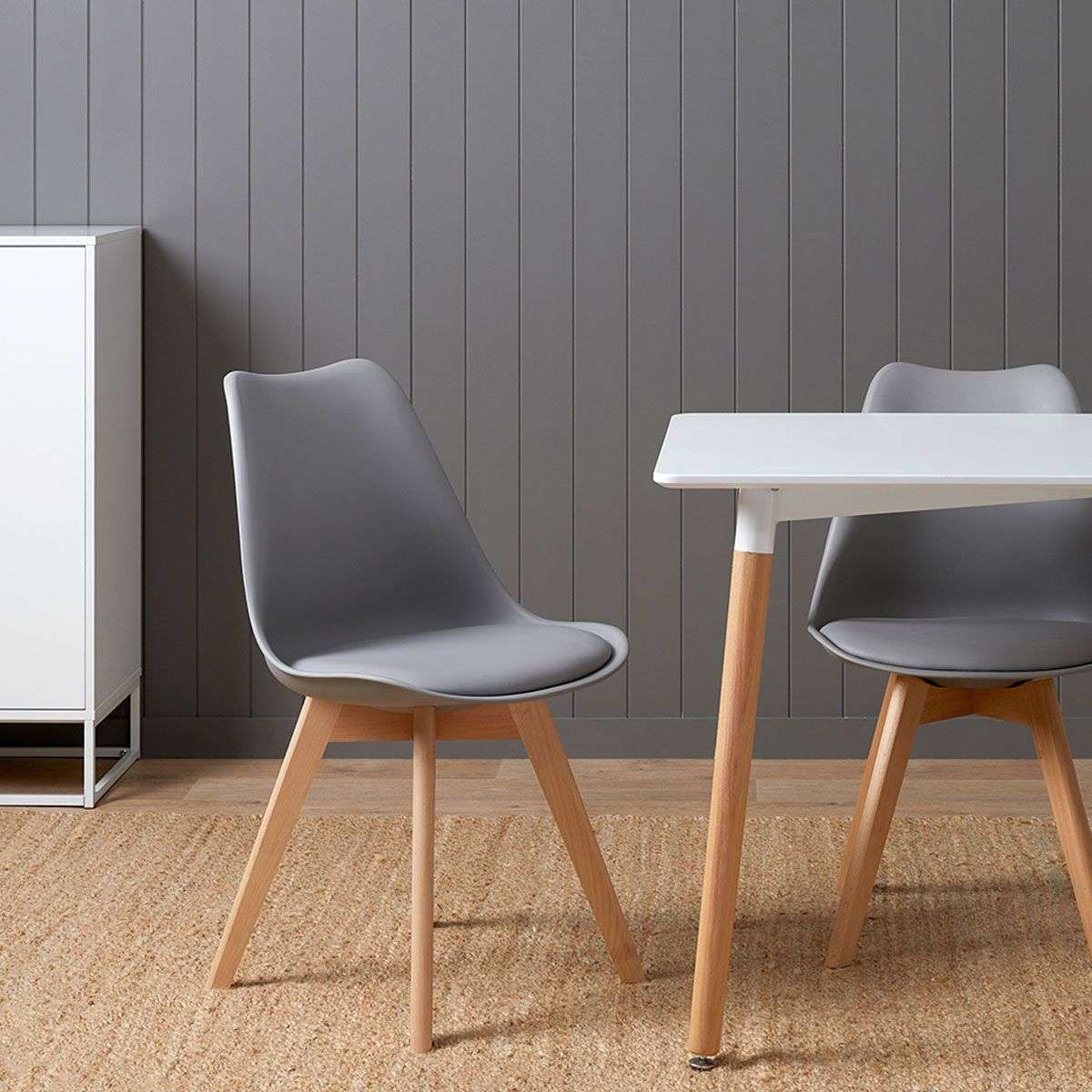 Contemporary Dining Chairs - Grey Set of Four Bundle
