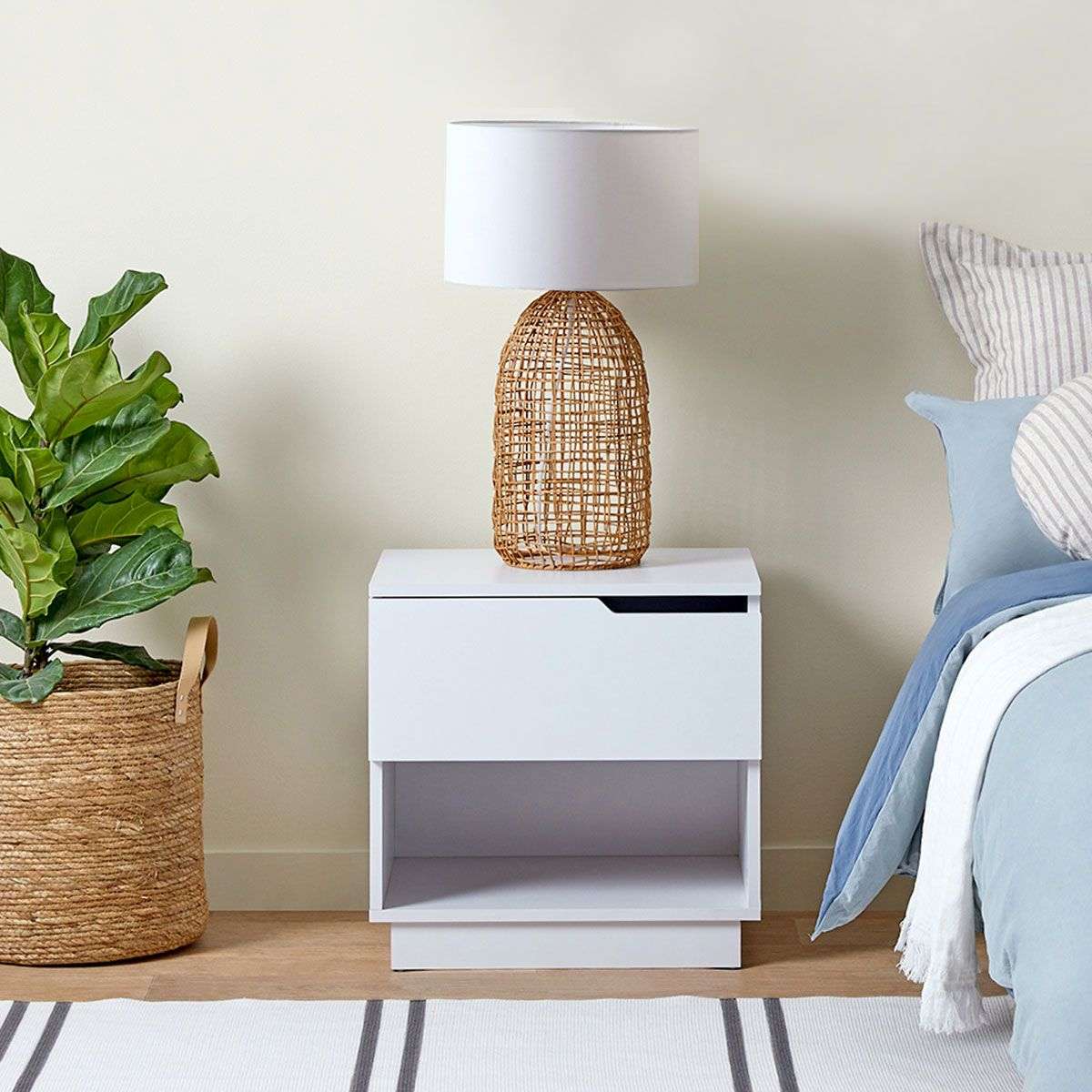 Zack Bedside Table - White Bundle