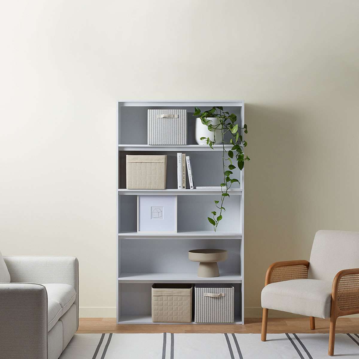 Five Shelf Bookcase - White