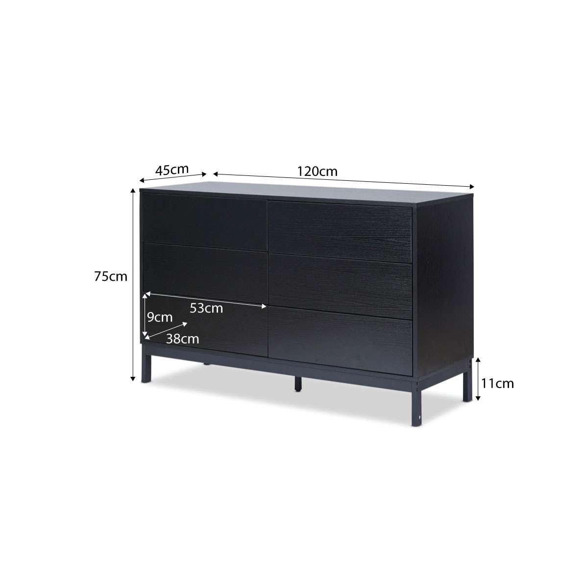 Zander Six Drawer - Black Bundle