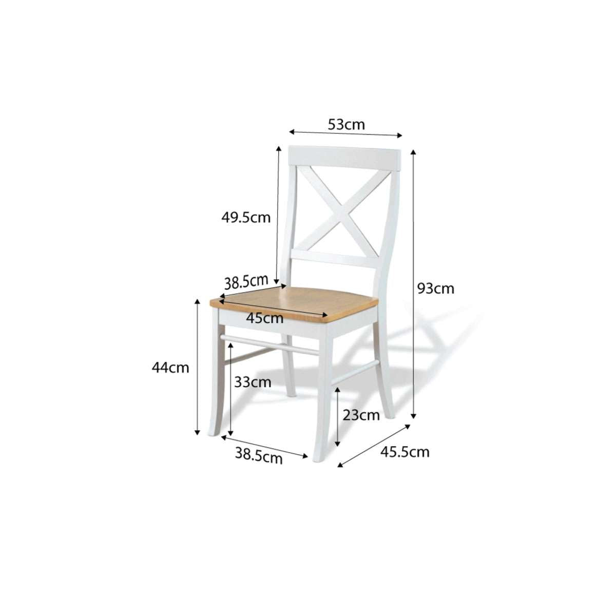 Hamptons Dining Chair - Set of 2 - White/Natural