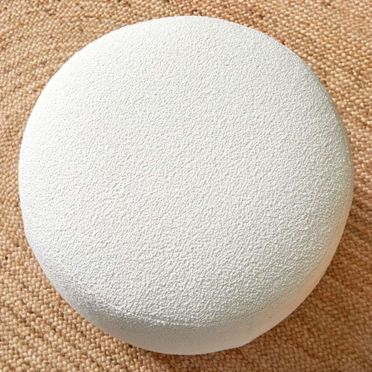 Smooth Boucle Ottoman Small - Cream | Home Furniture