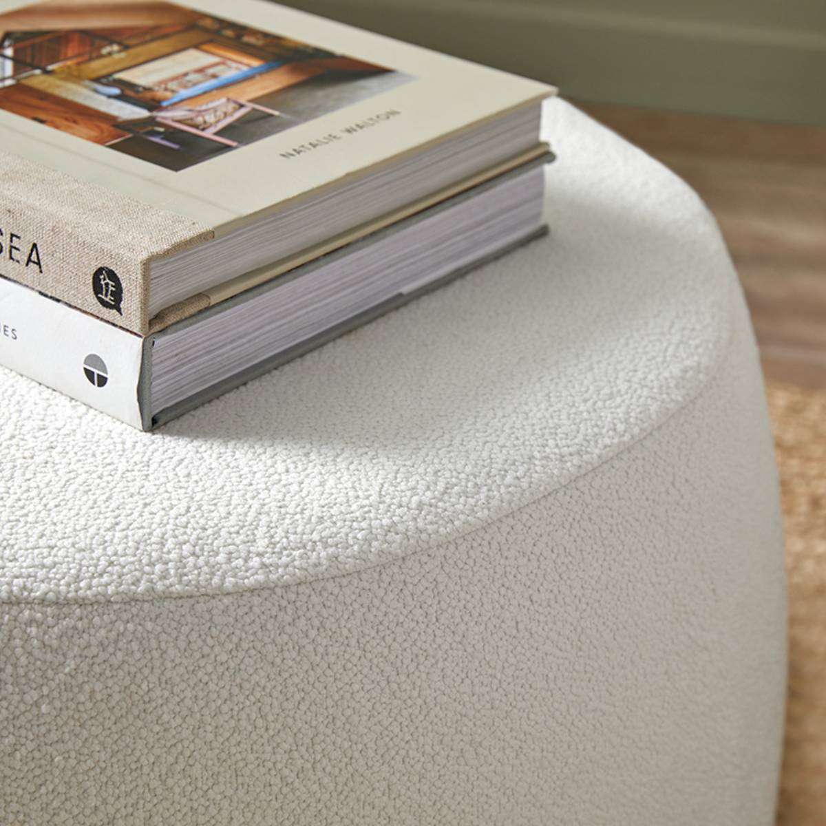 Smooth Boucle Ottoman Large Cream | Home Furniture | Mocka NZ