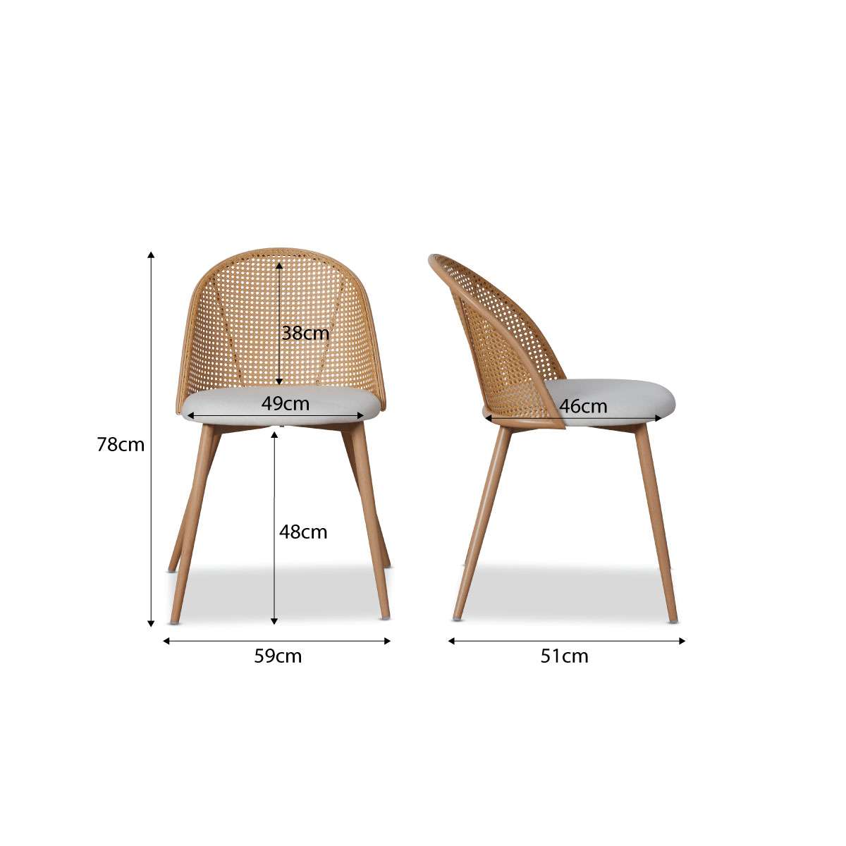 Avila Dining Chair - Natural Set of Four Bundle