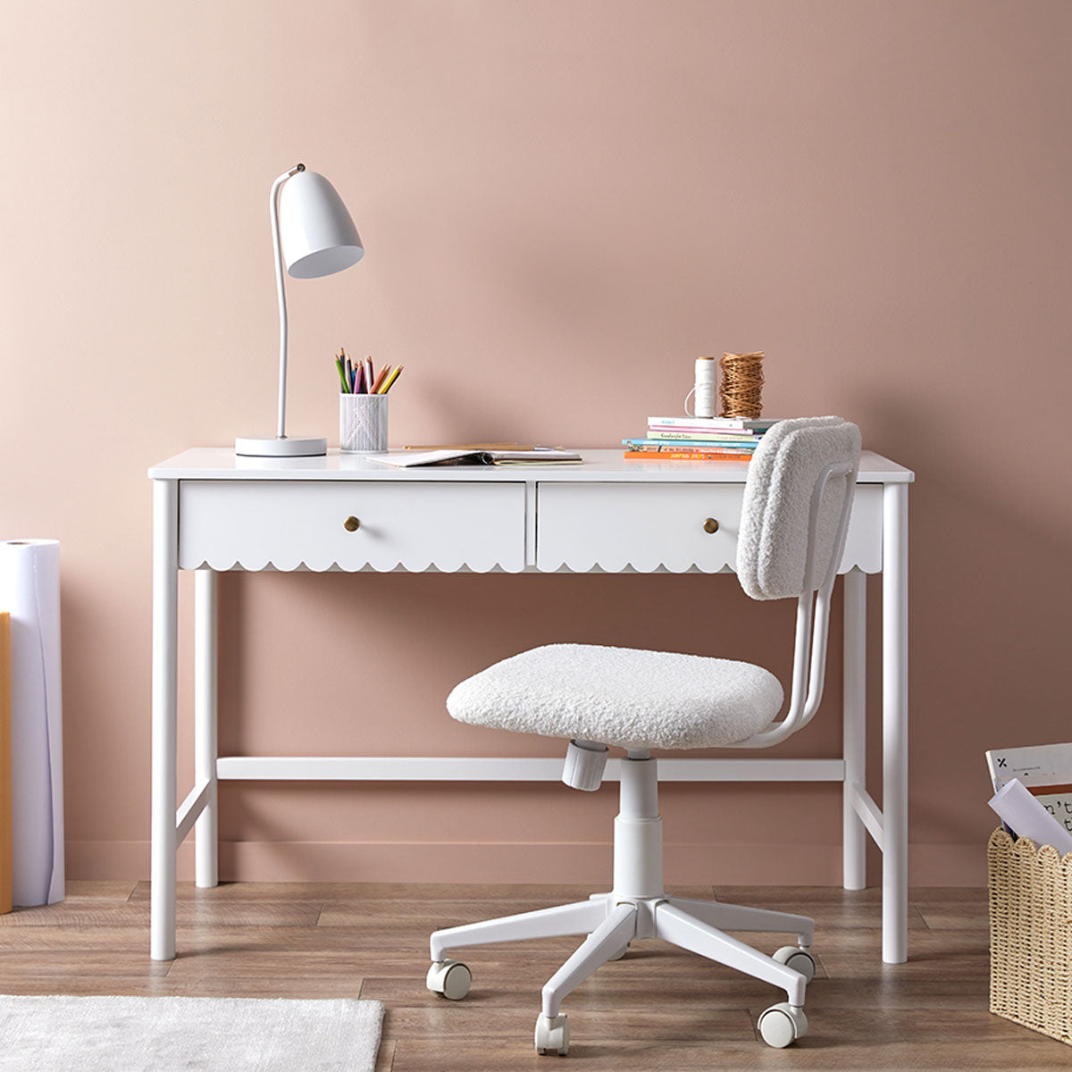 Maisie Scalloped Desk - White