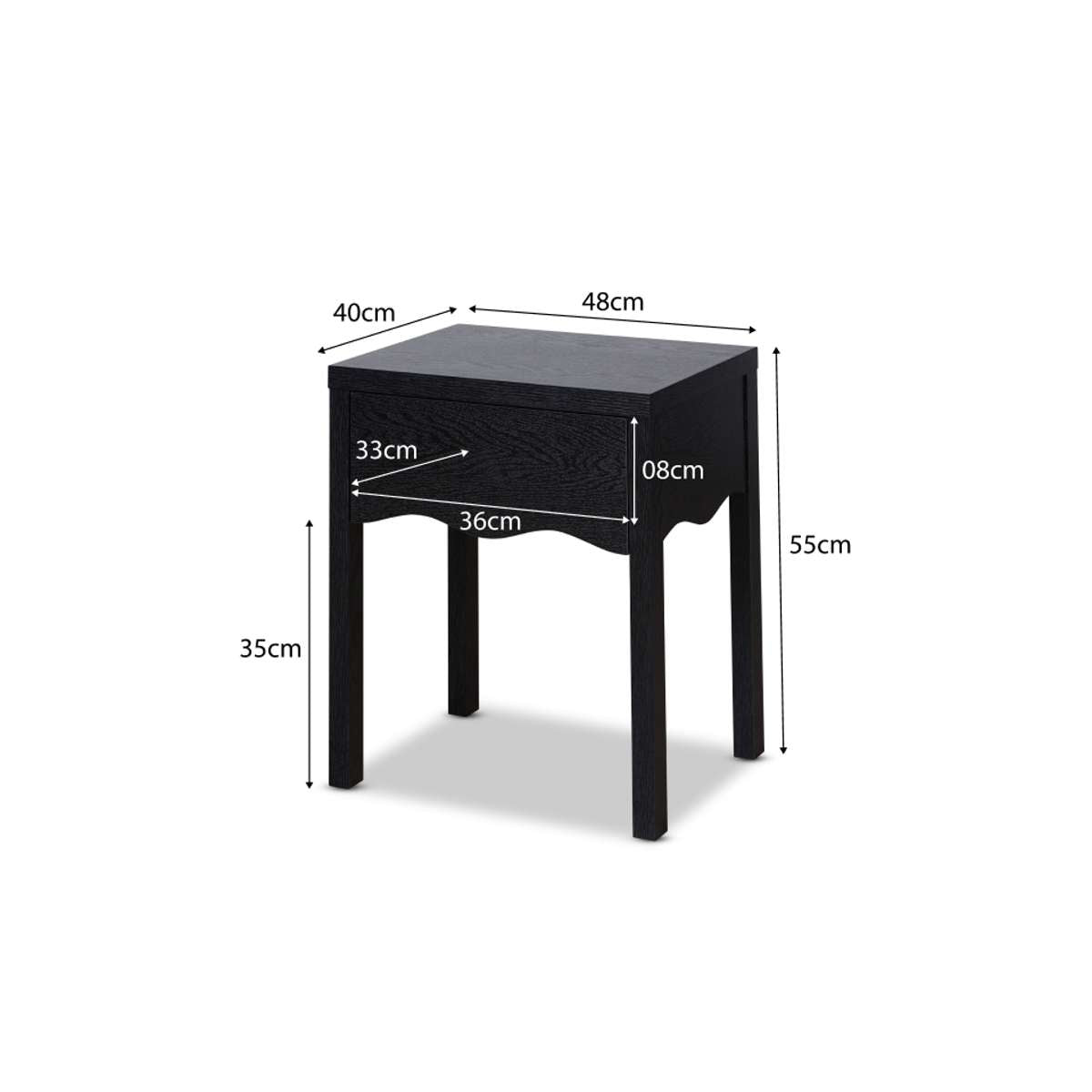 Malena Bedside Table - Black