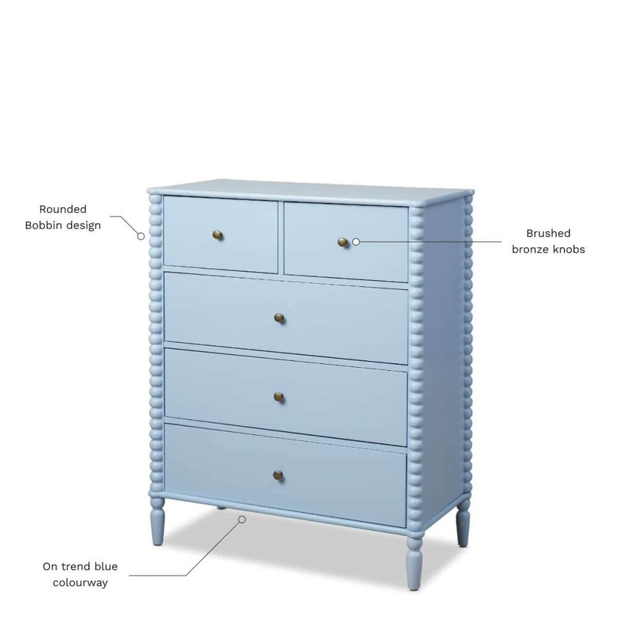 Betti Bobbin Tallboy - Ice Blue