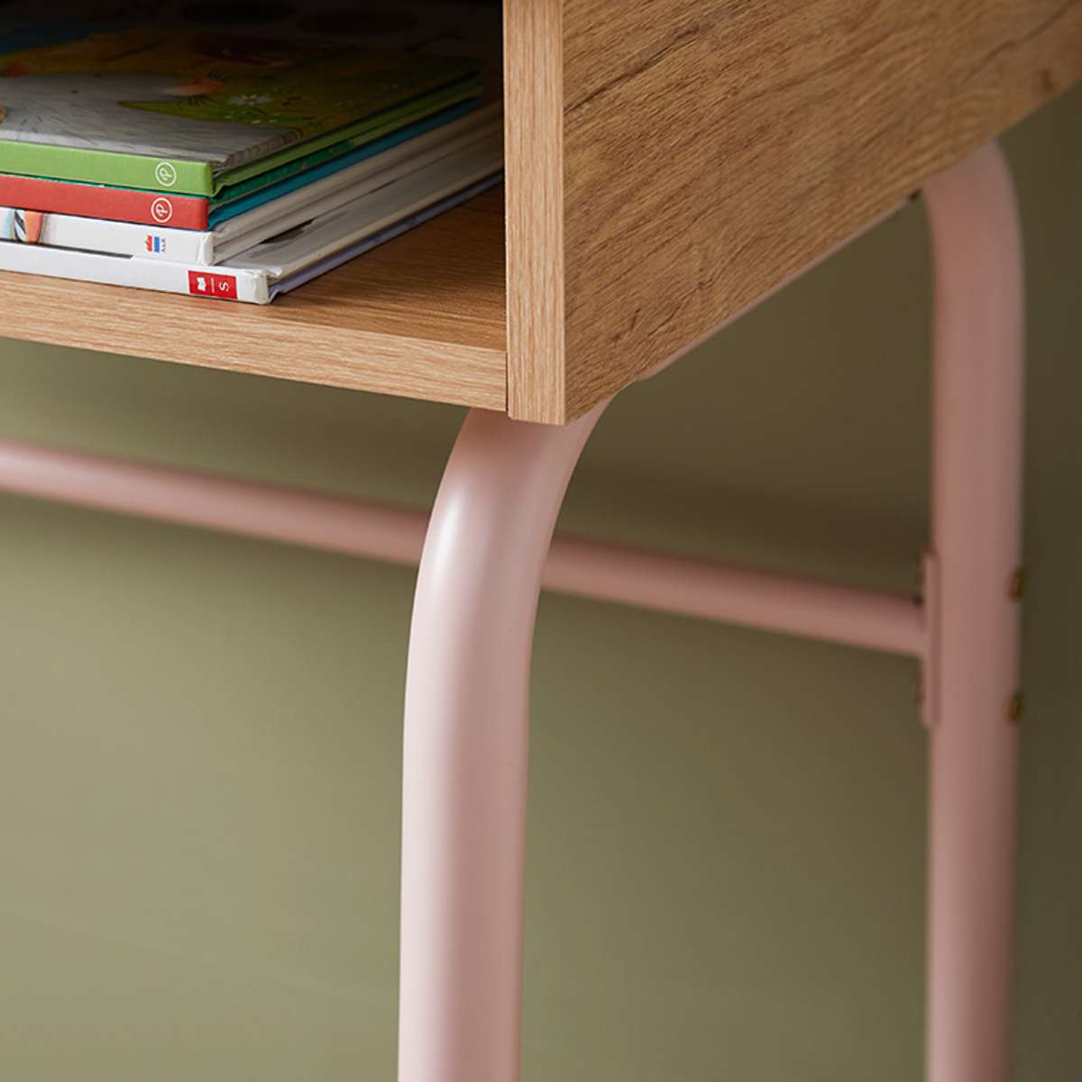 Mocka Junior Metal Desk and Stool - Pink