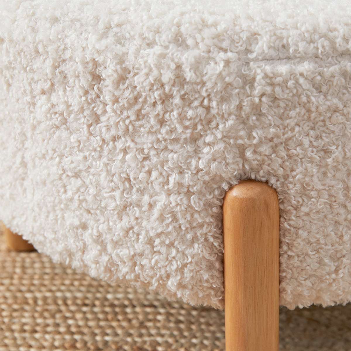 Kenzo Round Sherpa Ottoman - Cream