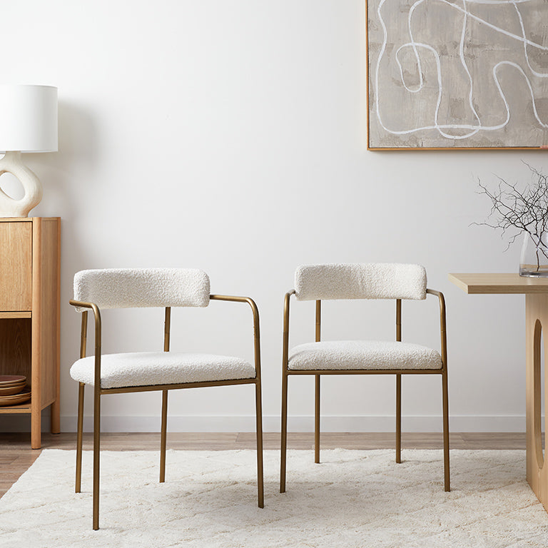 Celine Dining Chair Cream Boucle Set of 2 | Mocka NZ
