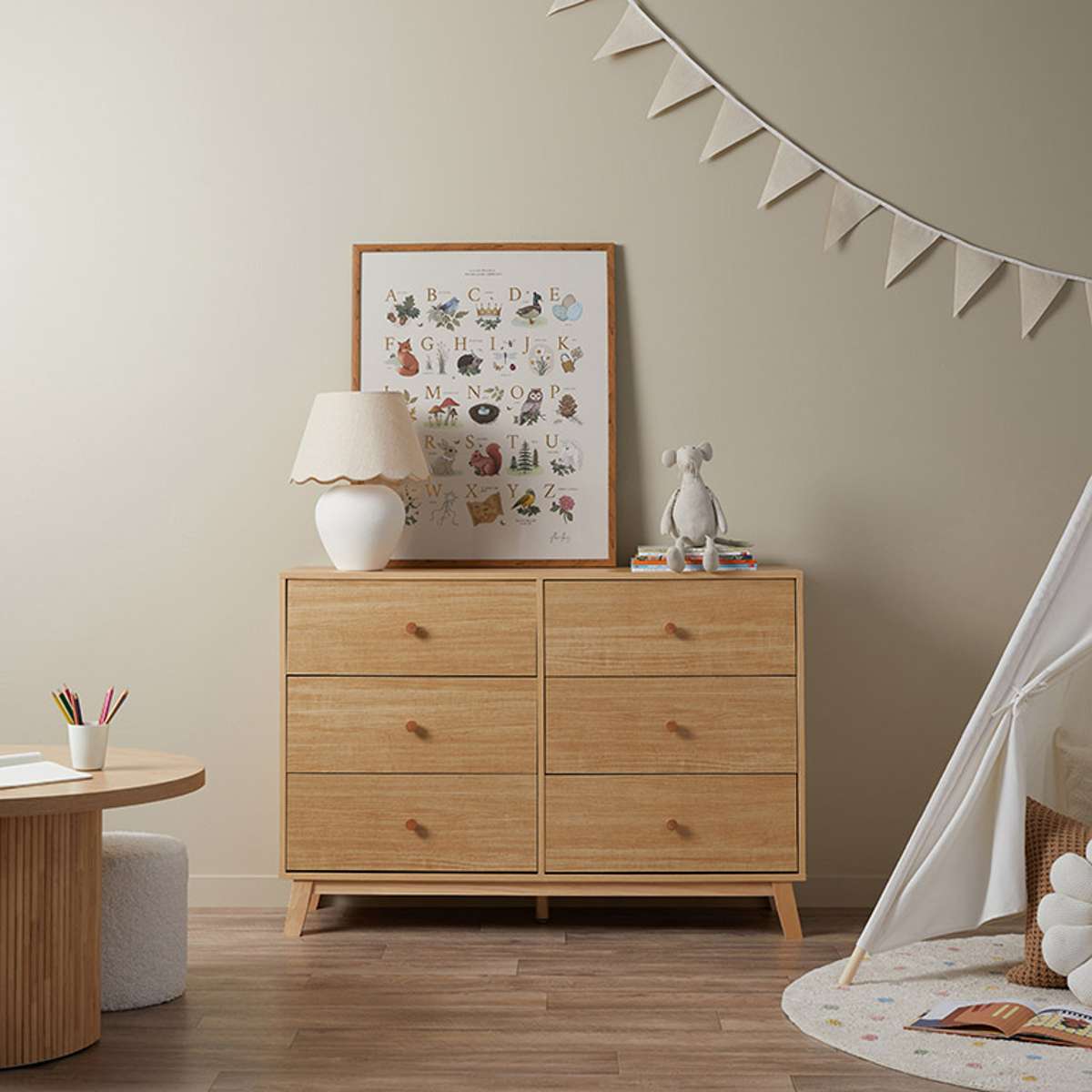 Aspen Black/Natural Six Piece Nursery Set
