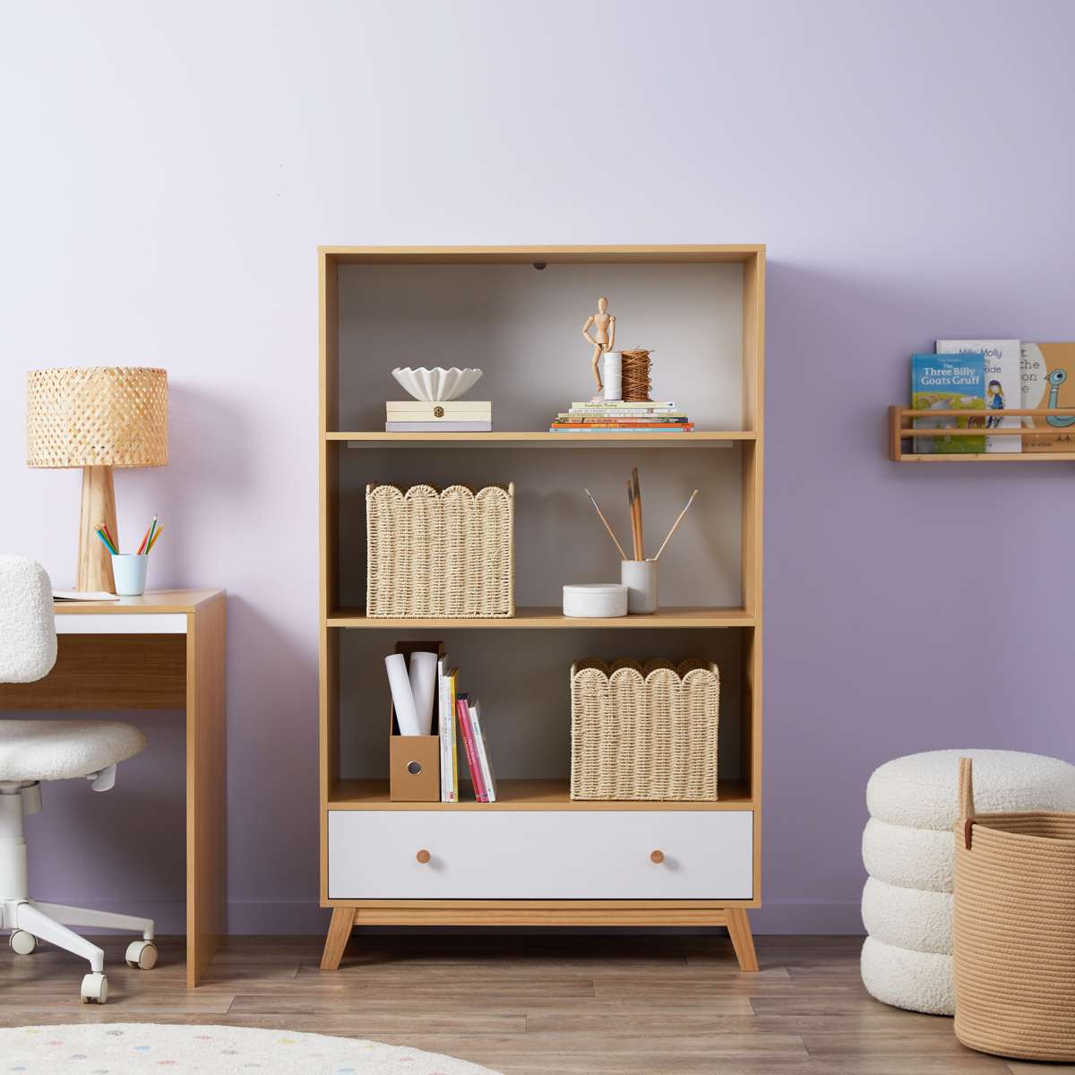 Aspen White/Natural Three Piece Bedroom Storage Set