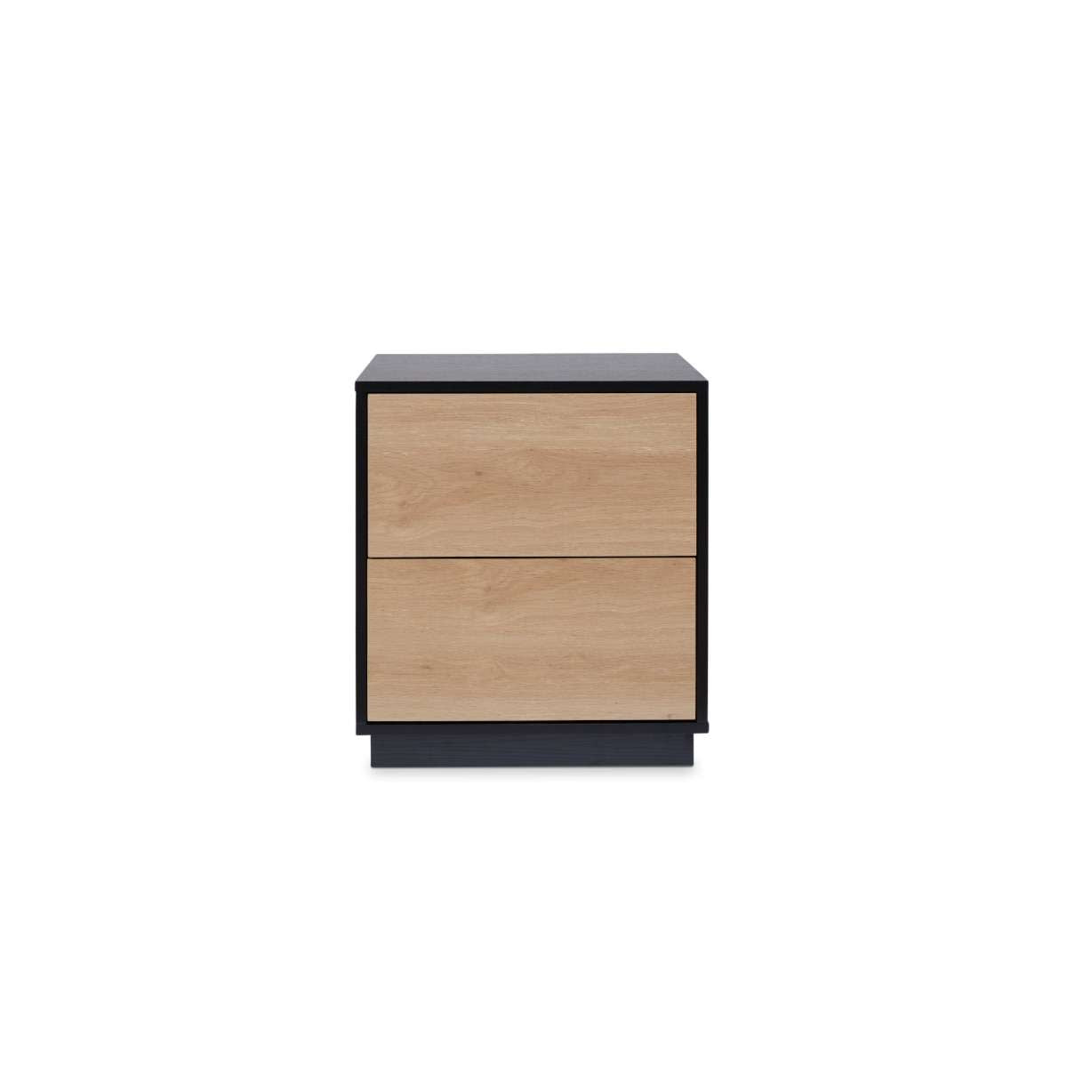 Avoca Two Drawer Bedside Table - Natural/Black