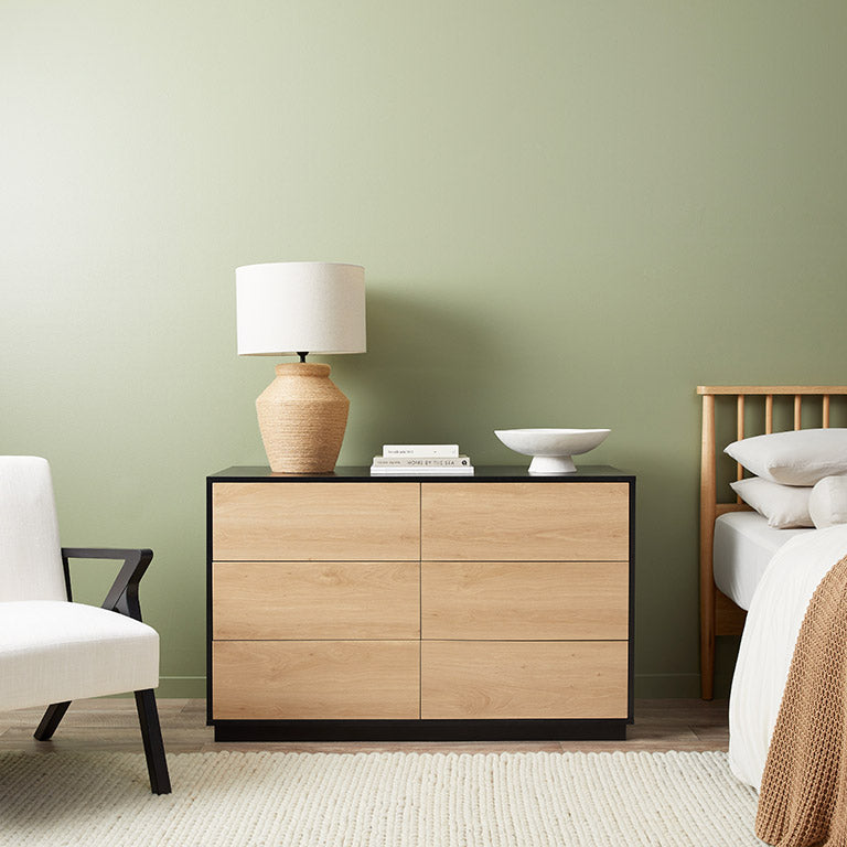 Avoca Six Drawer - Natural/Black
