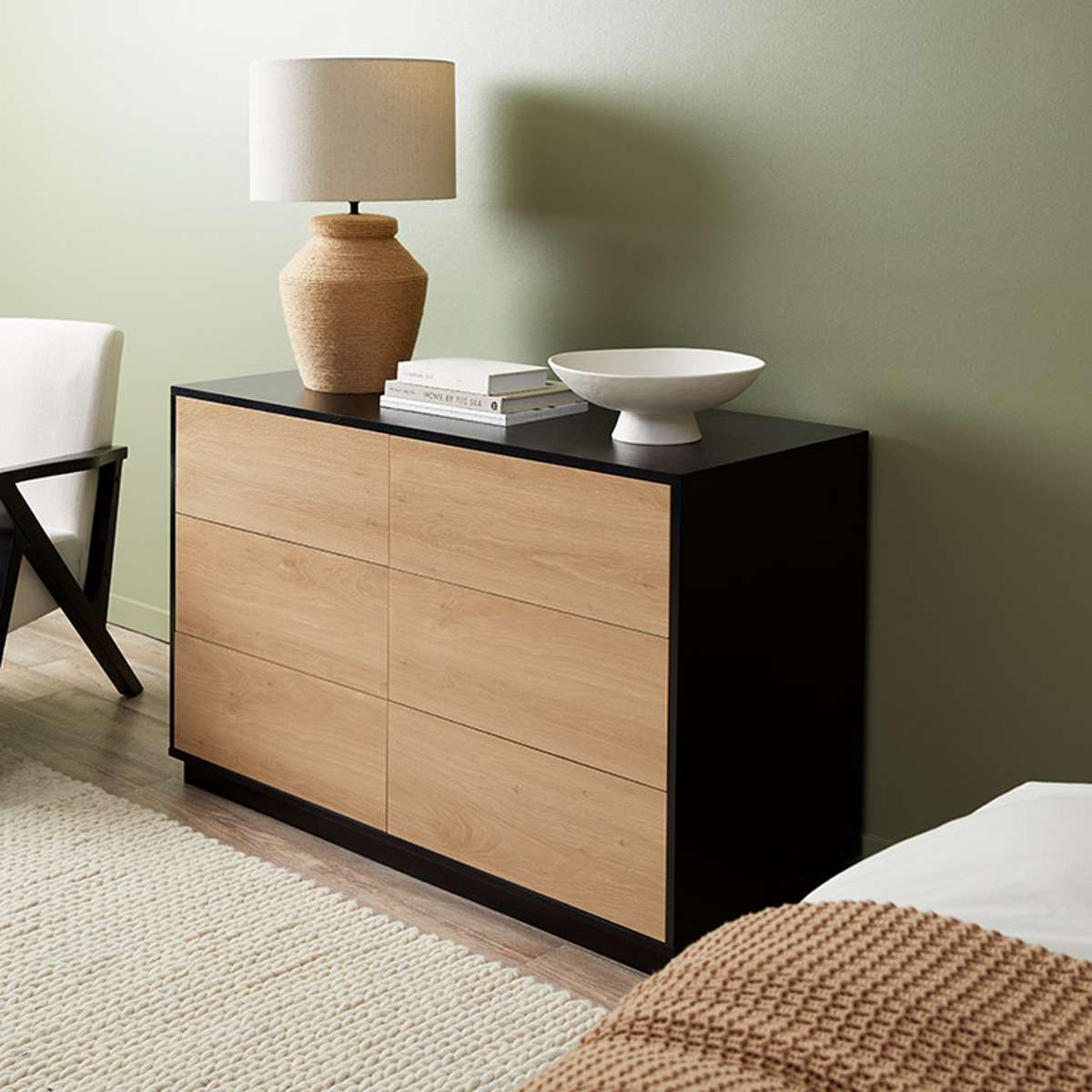 Avoca Six Drawer - Natural/Black
