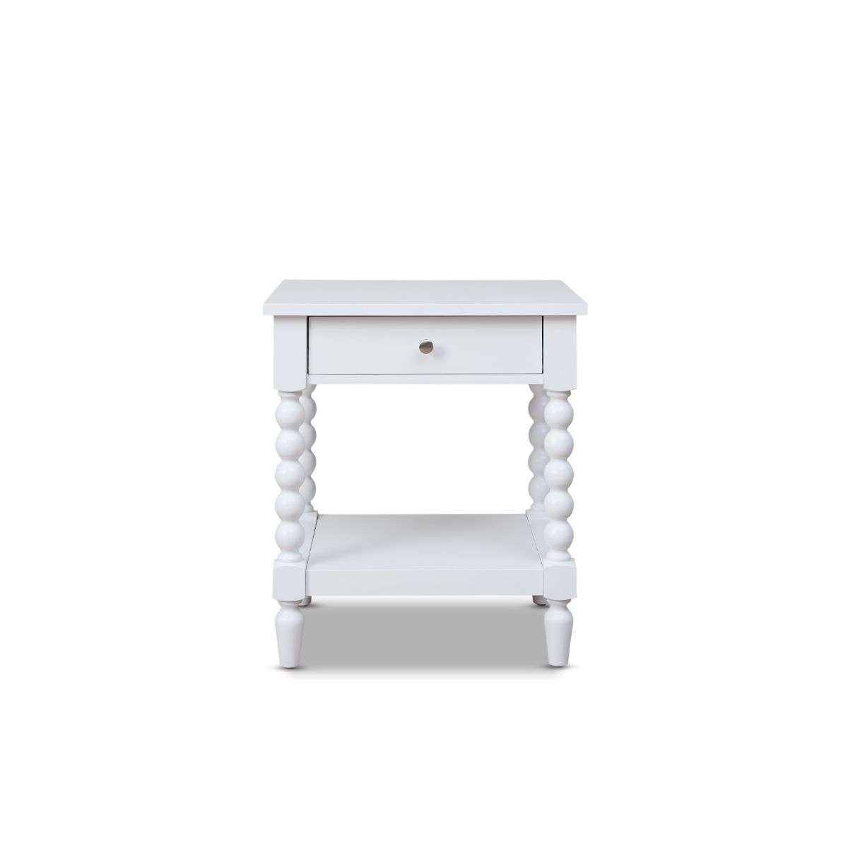 Bobbin Bedside Table - White