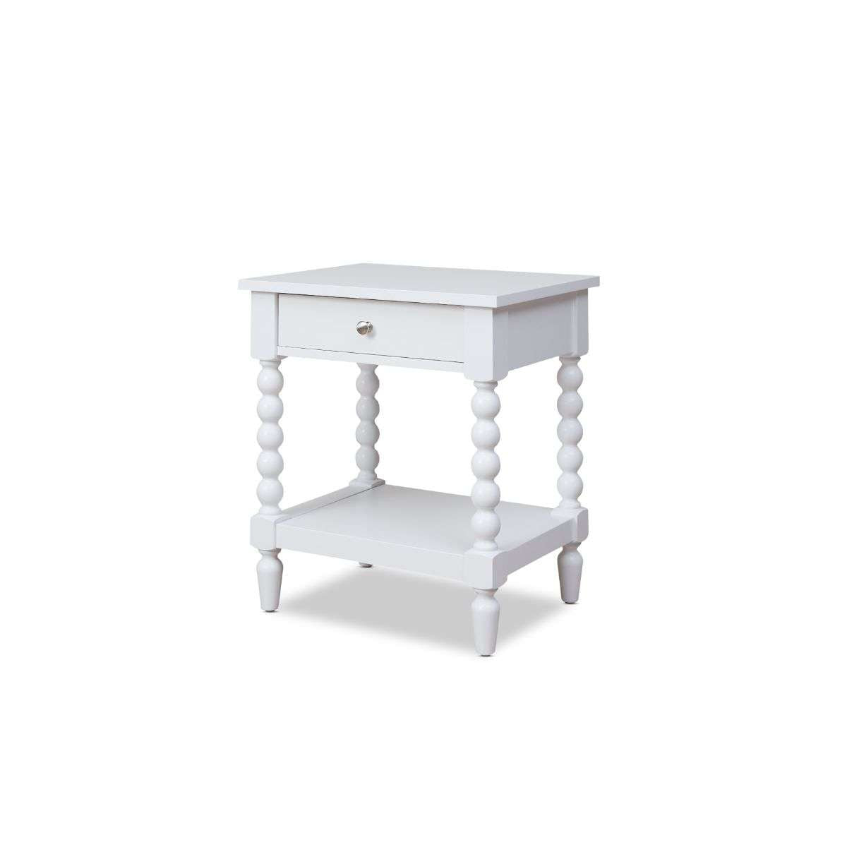 Bobbin Bedside Table - White