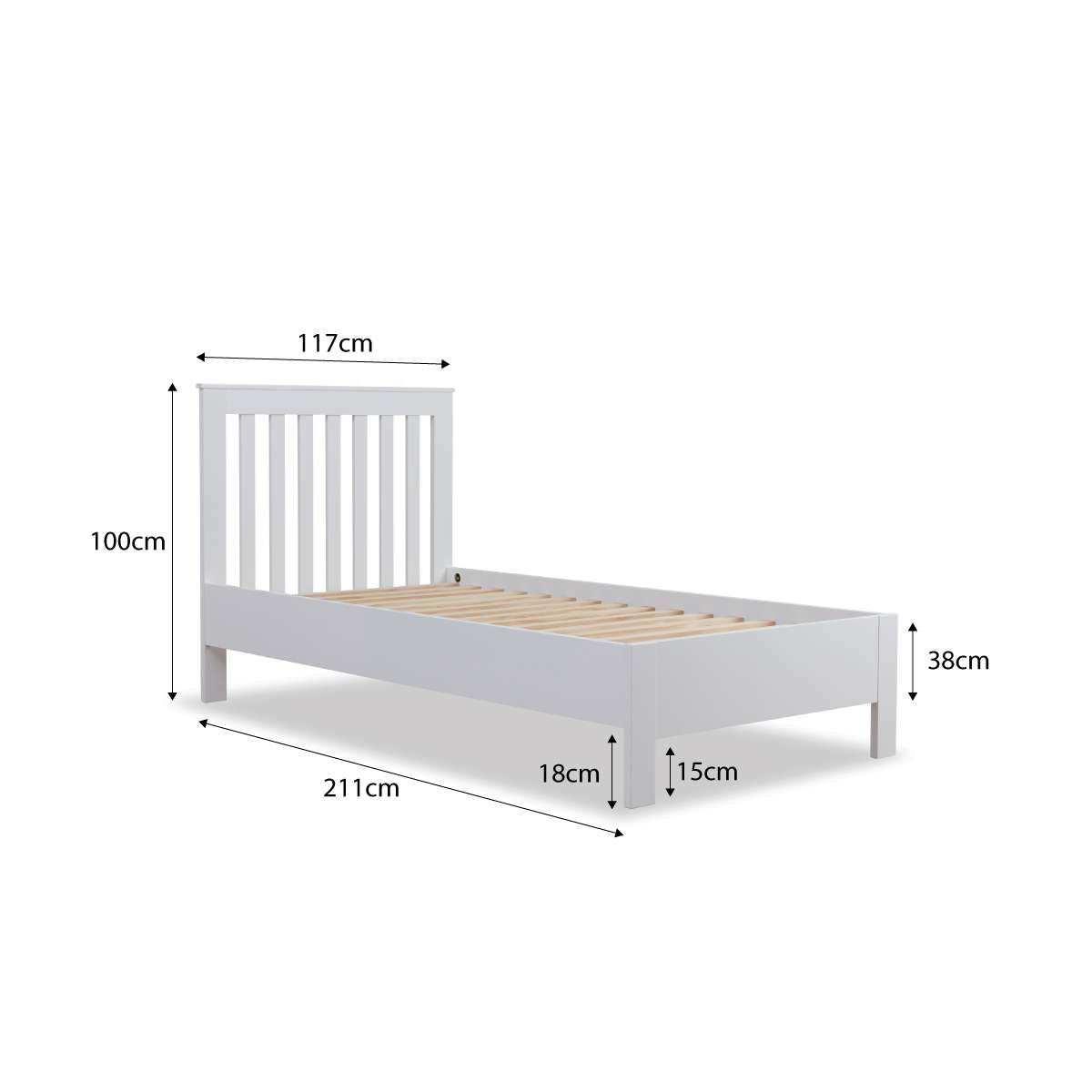 Hamptons King Single Bed - White