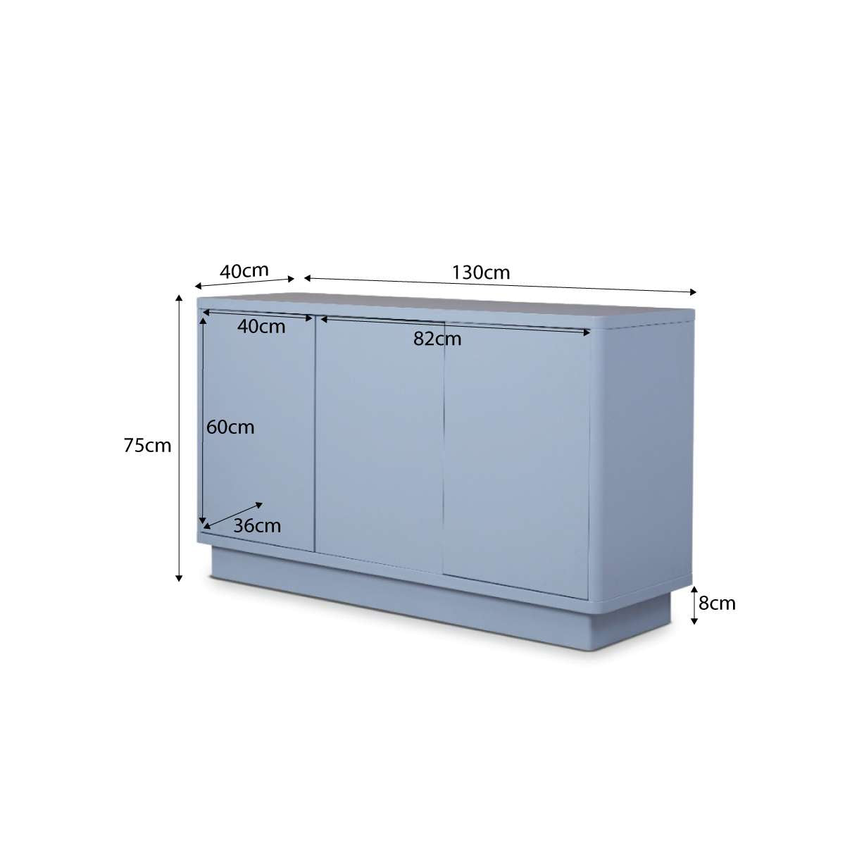 Oslo Three Door Buffet - Pale Blue