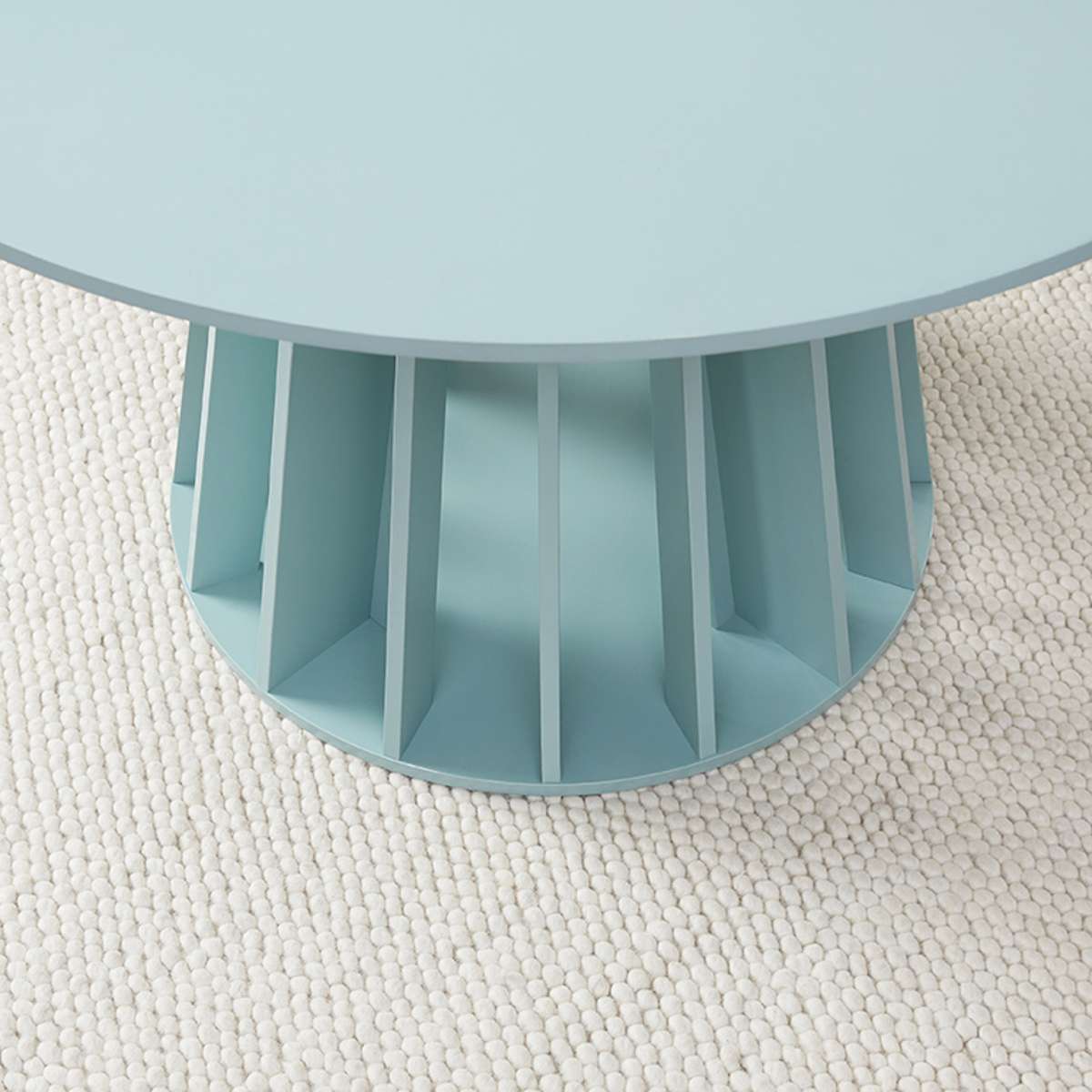 Rune Four Seater Slatted Round Dining Table - Sage