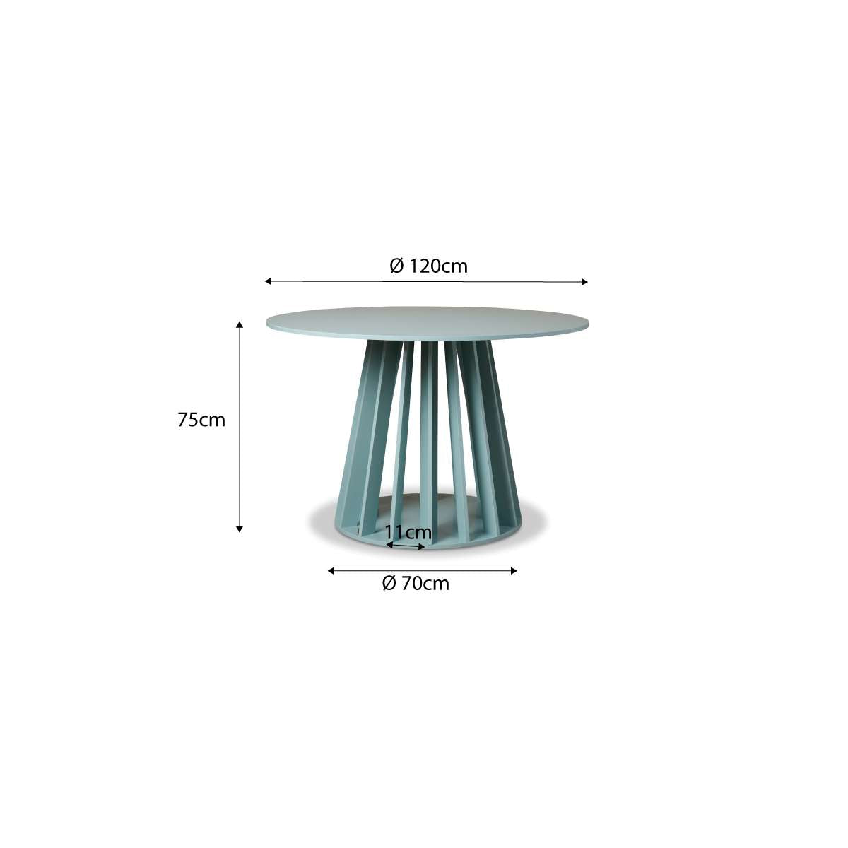 Rune Four Seater Slatted Round Dining Table - Sage