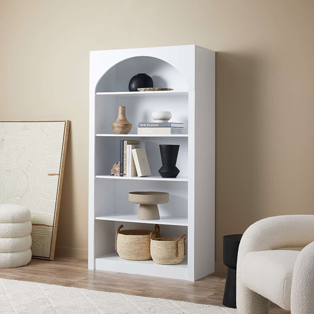 Santorini Tall Arched Bookcase - White