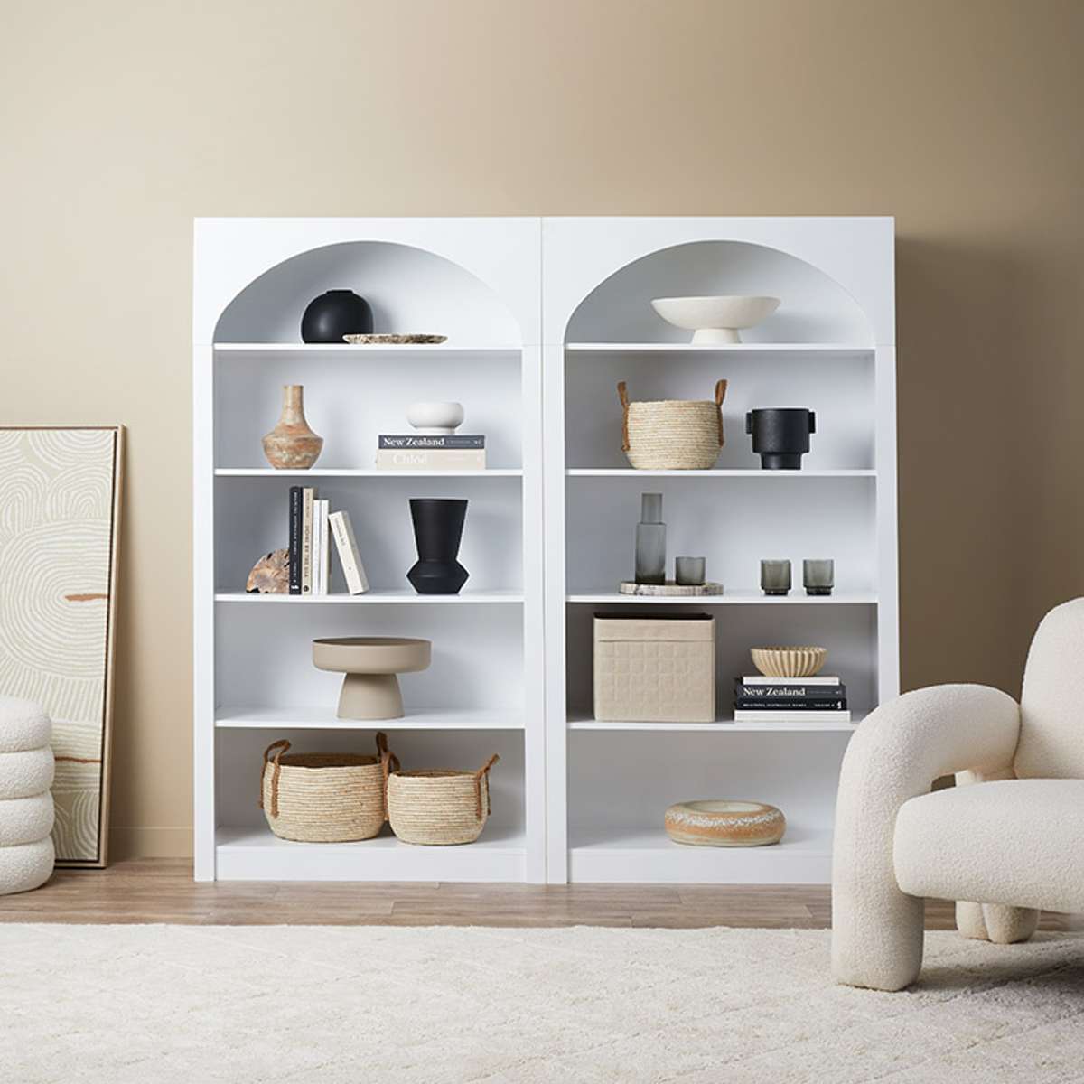Santorini Tall Arched Bookcase - White