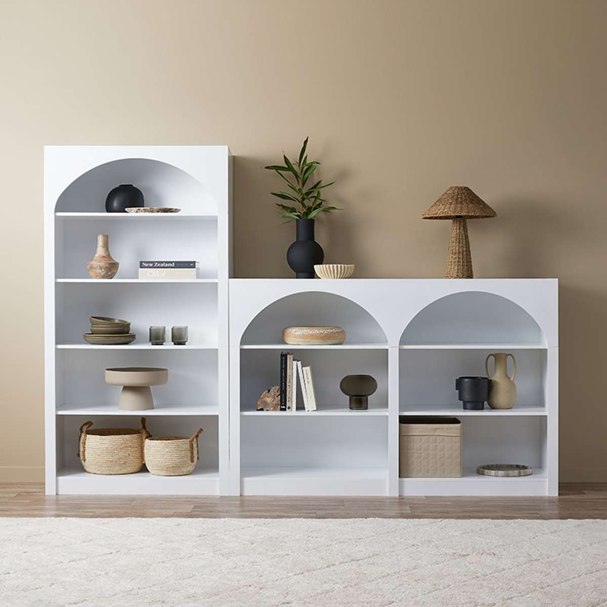 Santorini Tall Arched Bookcase - White