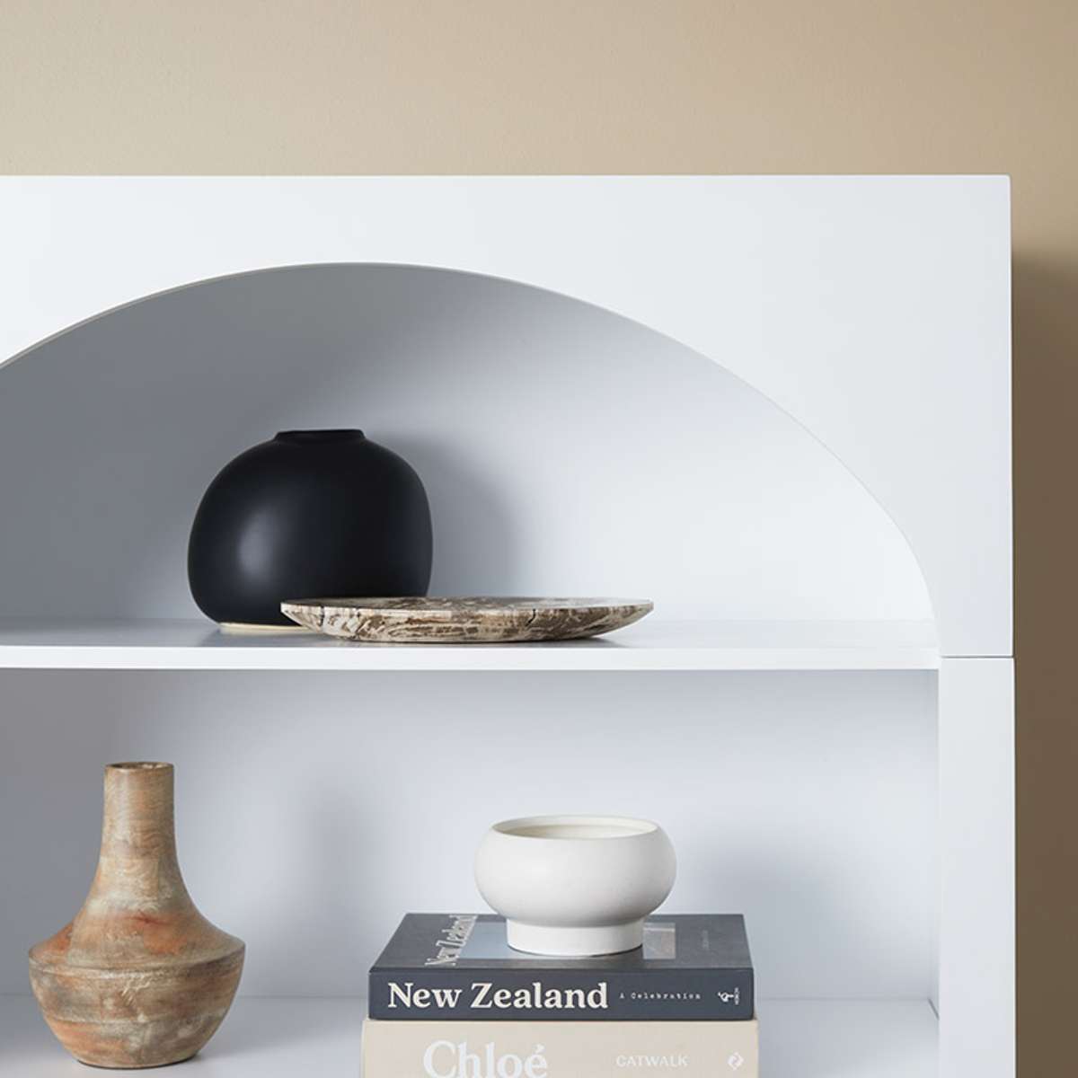 Santorini Tall Arched Bookcase - White