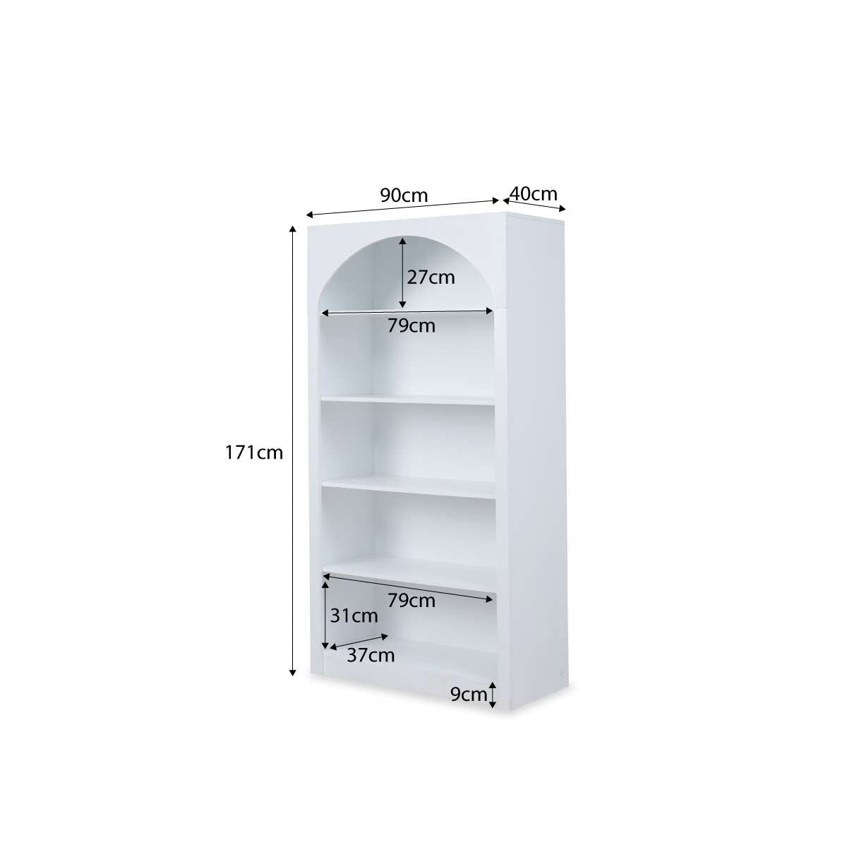 Santorini Tall Arched Bookcase - White