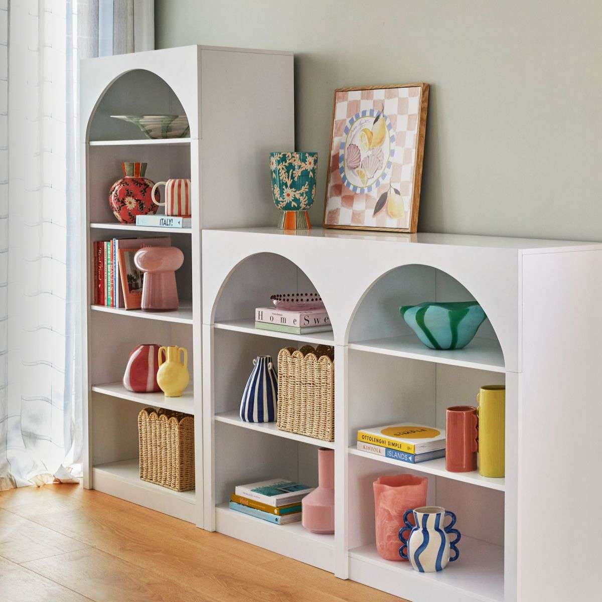 Santorini Low Arched Bookcase - White