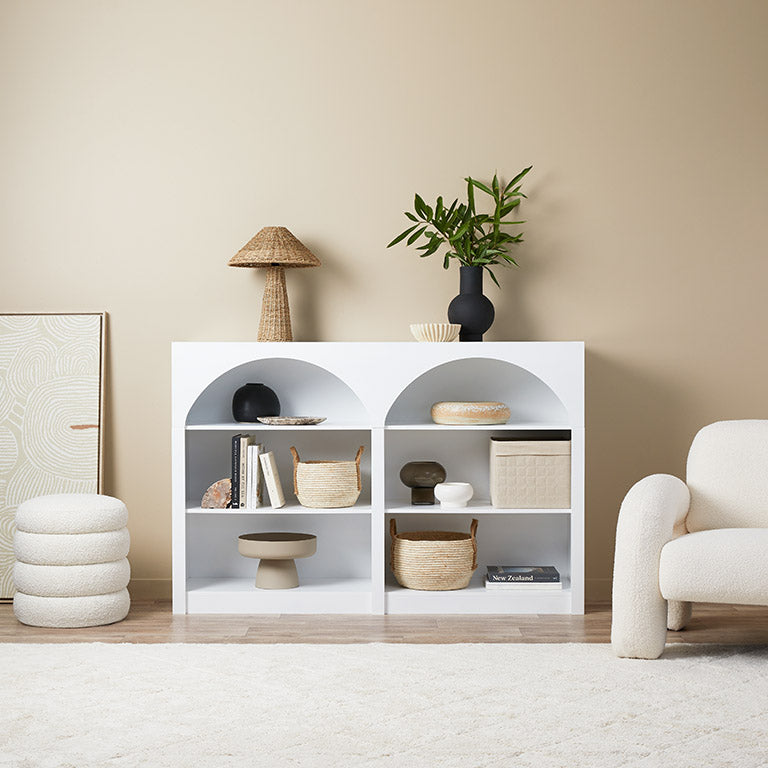 Santorini Low Arched Bookcase - White
