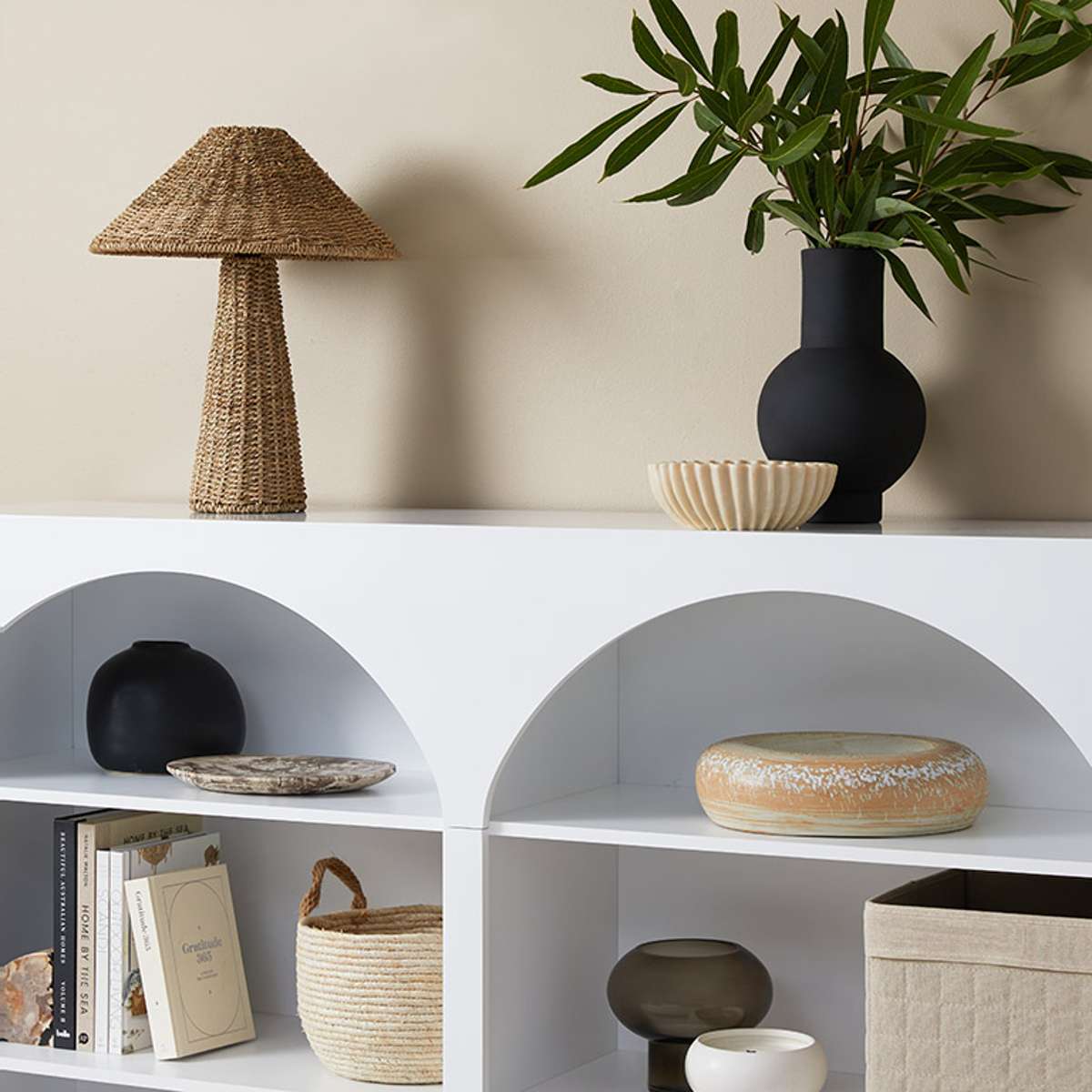 Santorini Low Arched Bookcase - White