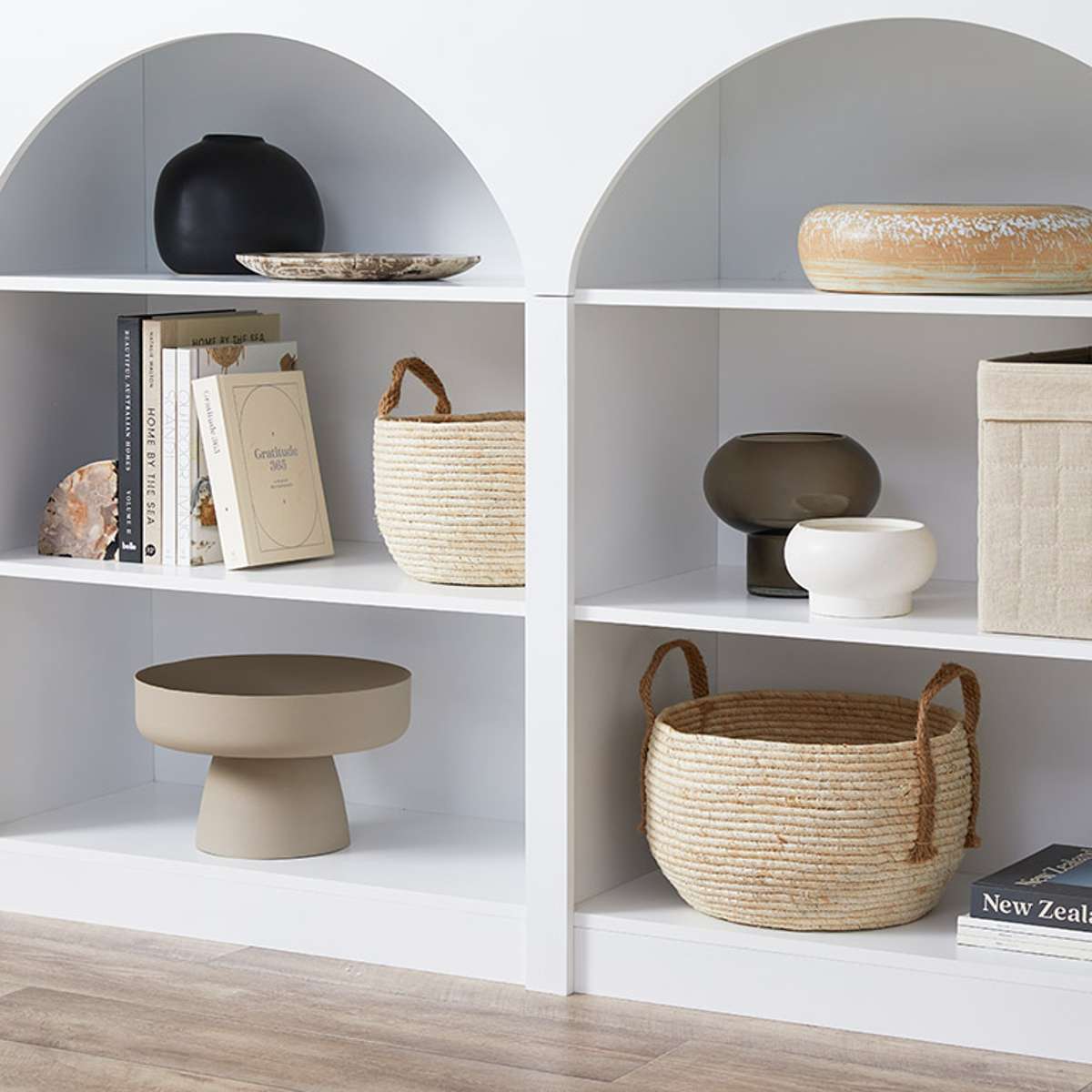 Santorini Low Arched Bookcase - White