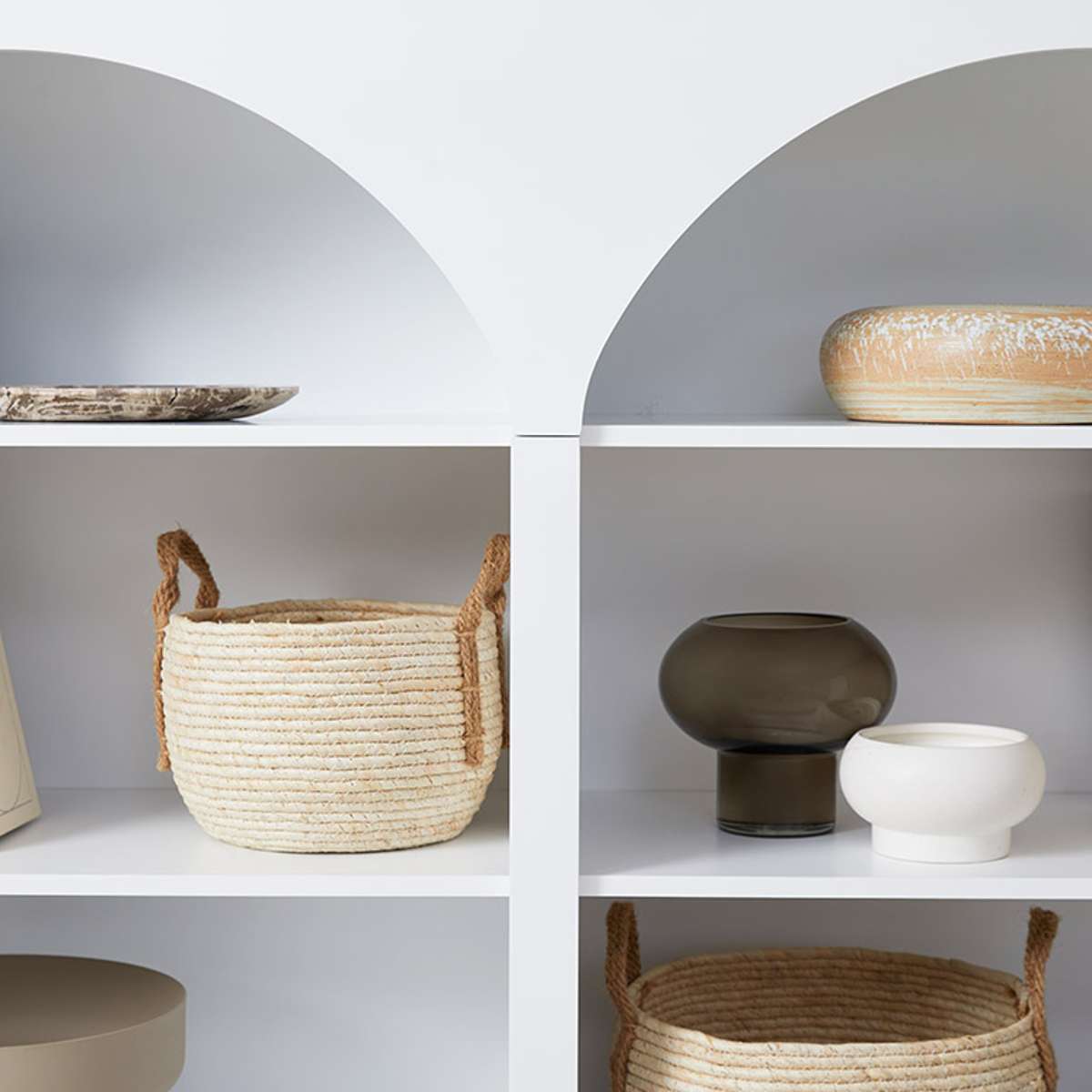 Santorini Low Arched Bookcase - White