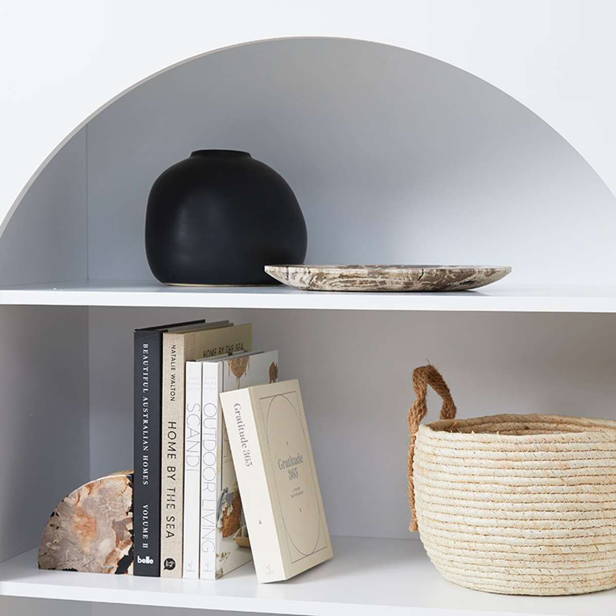 Santorini Low Arched Bookcase - White