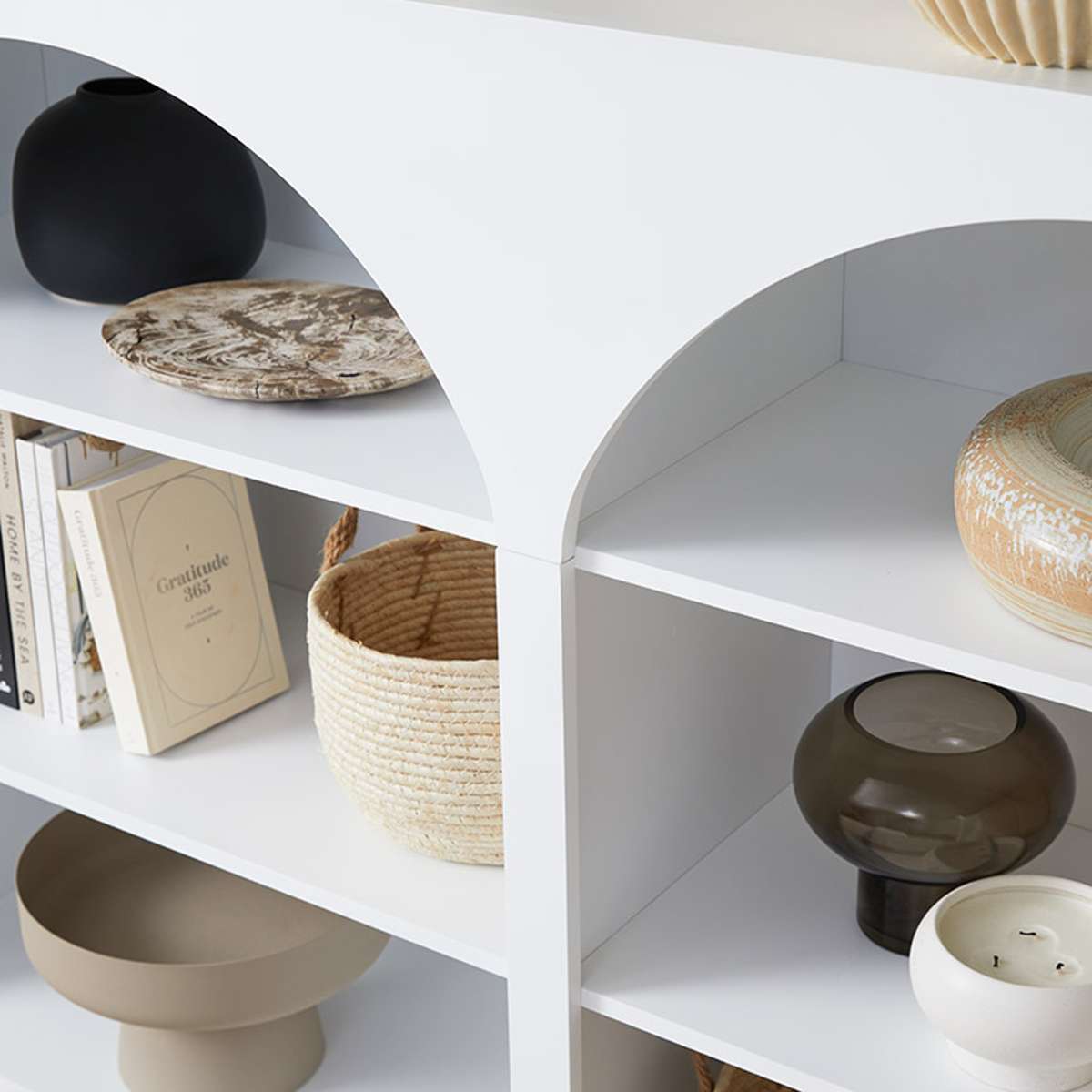 Santorini Low Arched Bookcase - White