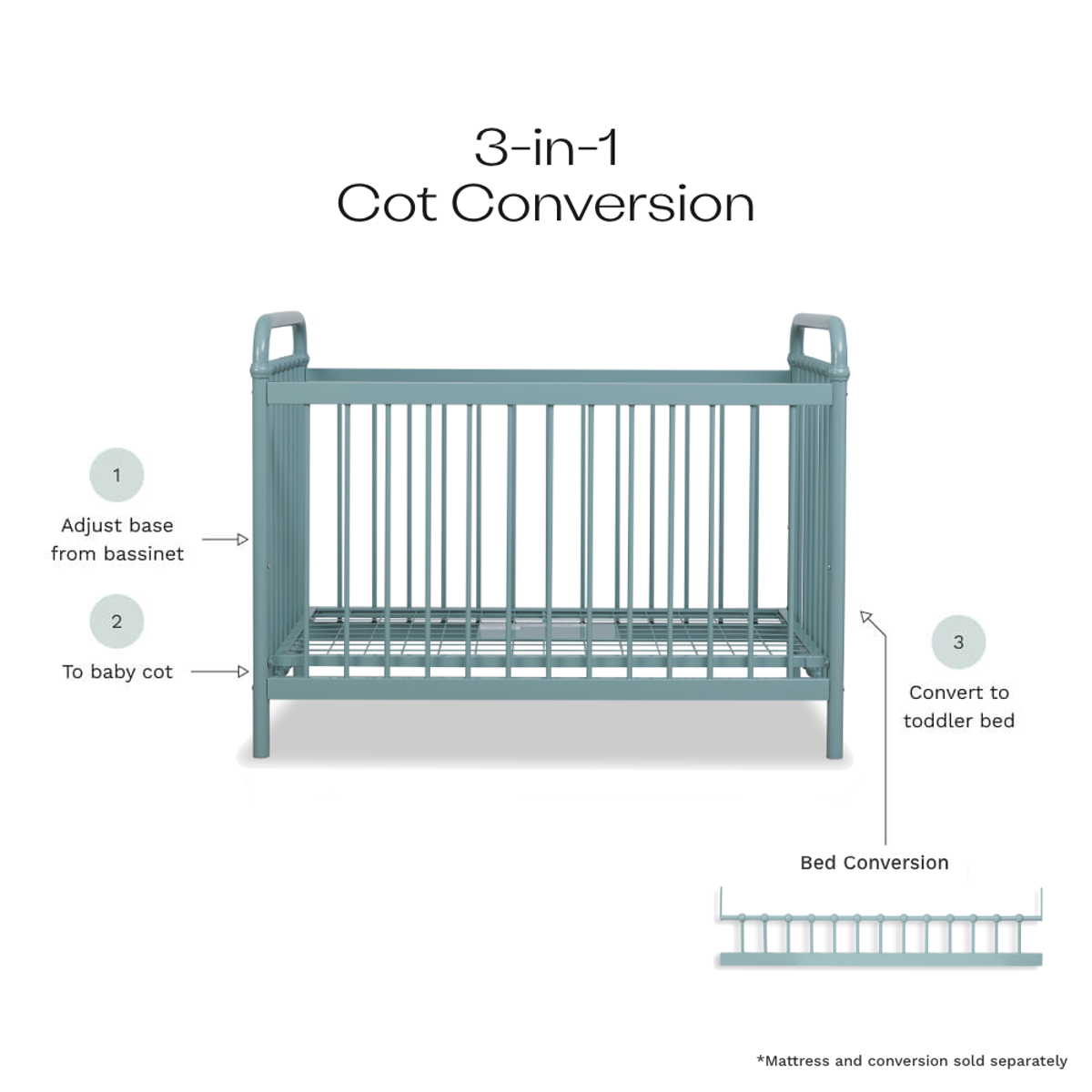 Sonata Cot - Sage Green