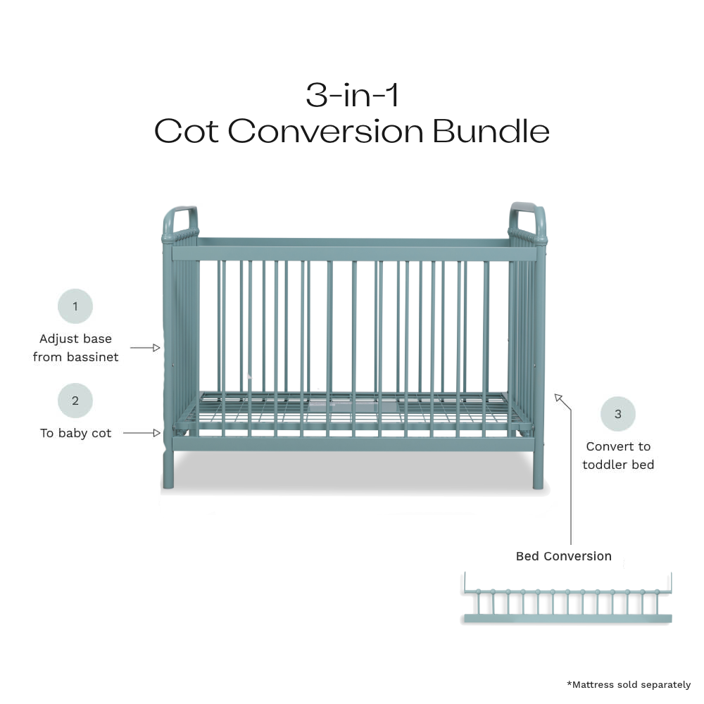 Sonata Sage 3-in-1 Cot Conversion Bundle