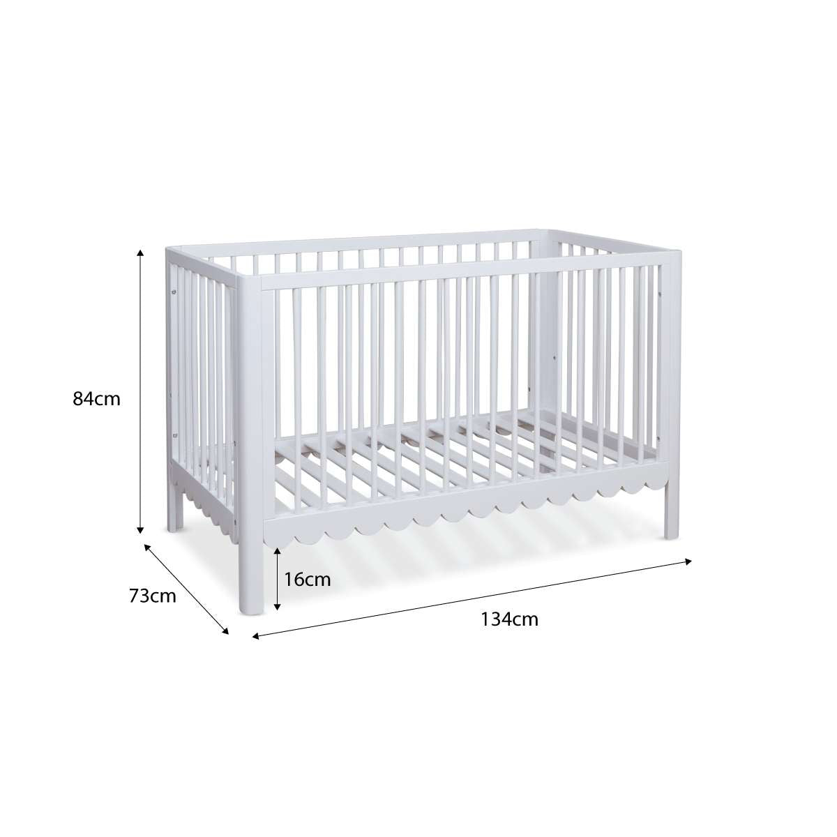 Maisie Scalloped Cot - White