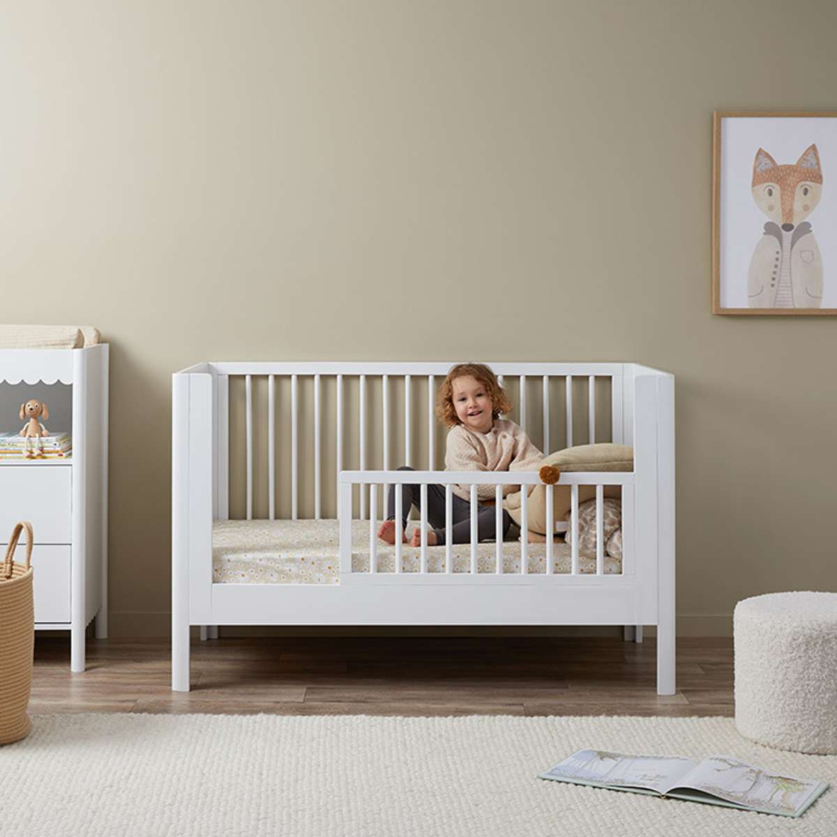 Maisie Scalloped White 3-in-1 Cot Conversion Bundle
