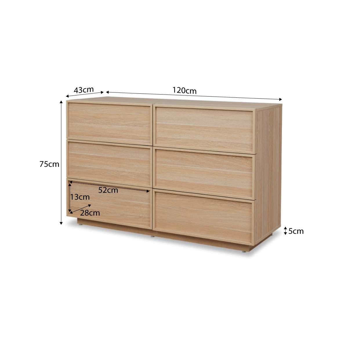 Osaka Six Drawer - Natural