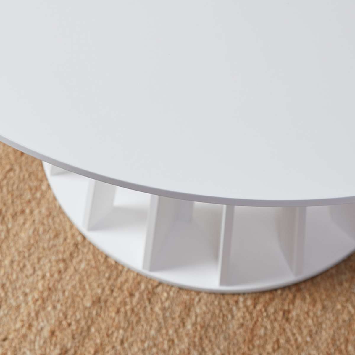Rune Four Seater Slatted Round Dining Table - White