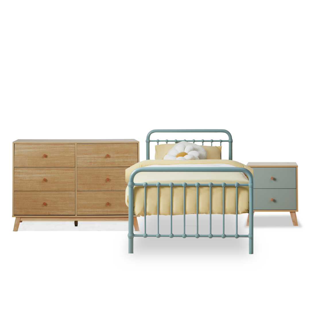 Sonata Green Single Four Piece Bedroom Set