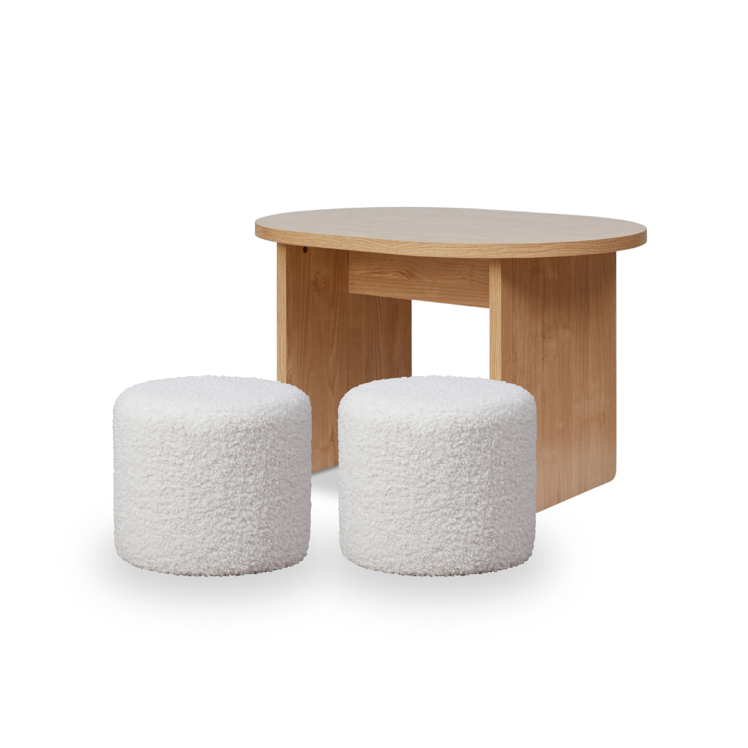 Mini Maeve Natural + Mini Moo Cream Two Seater Set